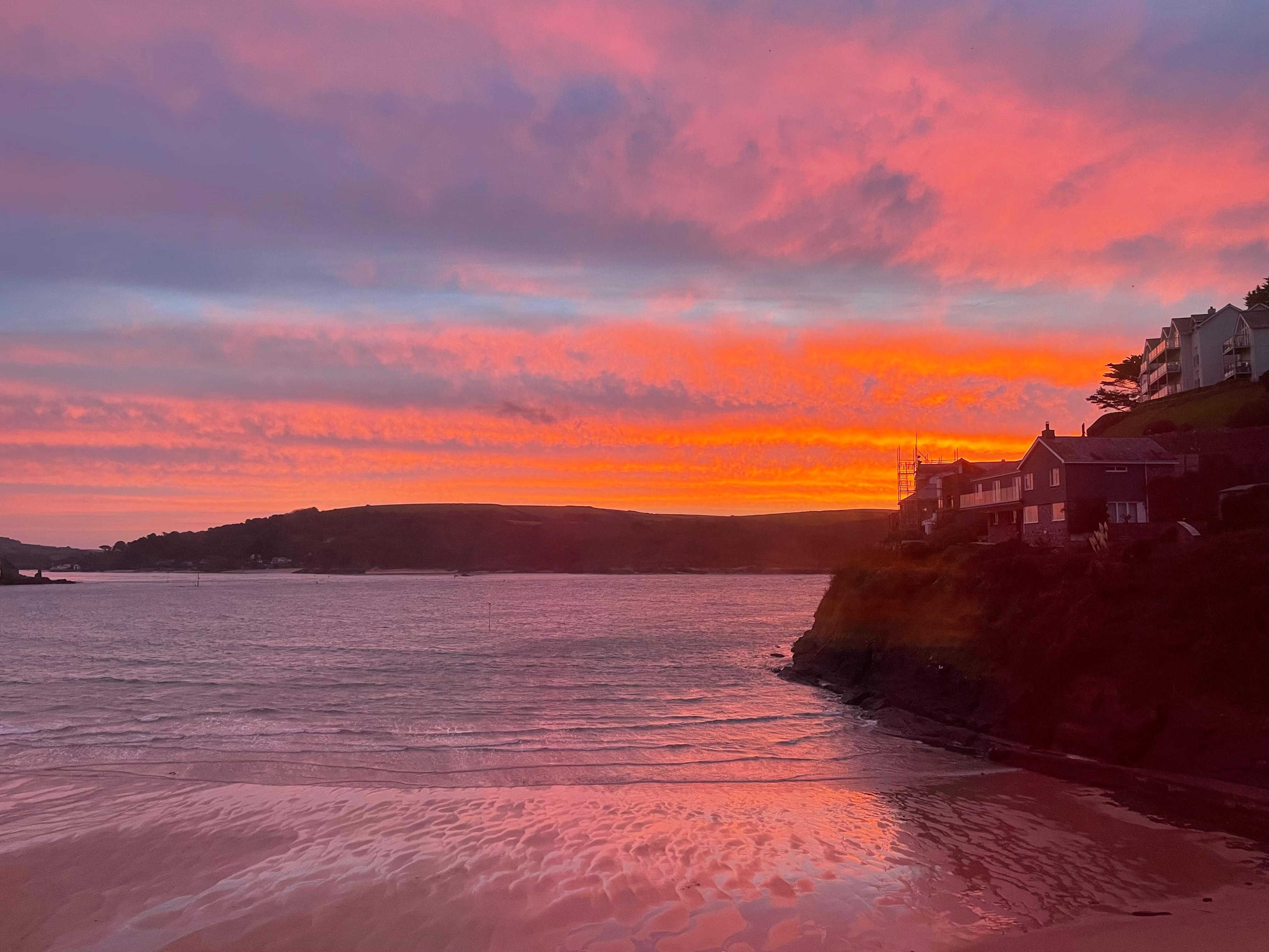 View of the beach from our room at sunrise 