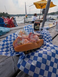 Be sure to grab a delicious lobster roll on the waterfront at the Tuna Blue Inn.