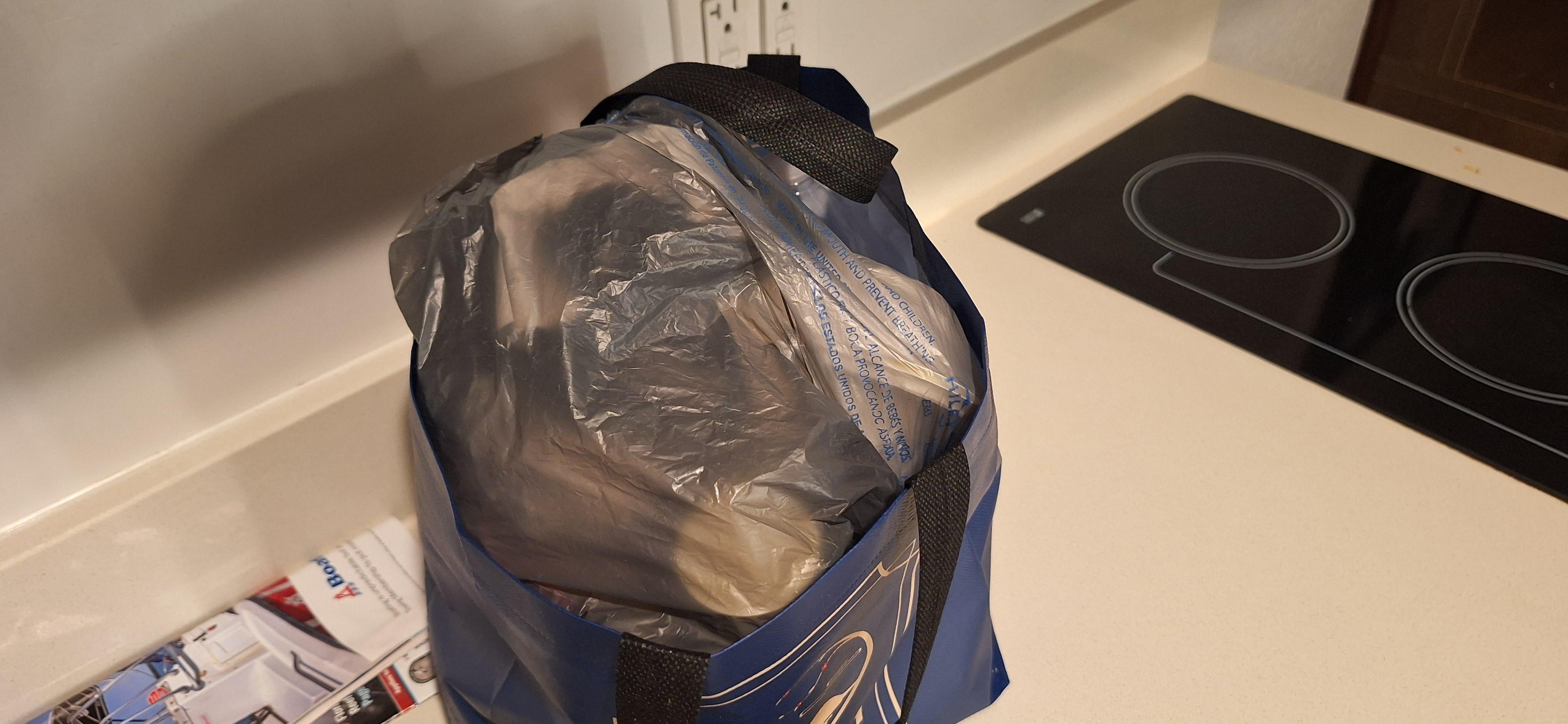 Bag of food items on counter 