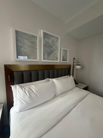 Comfy mattress and bedding.