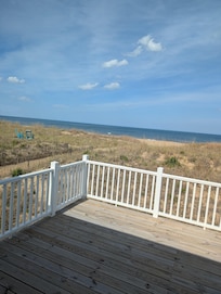 Deck by left side master bedroom over the access path.
