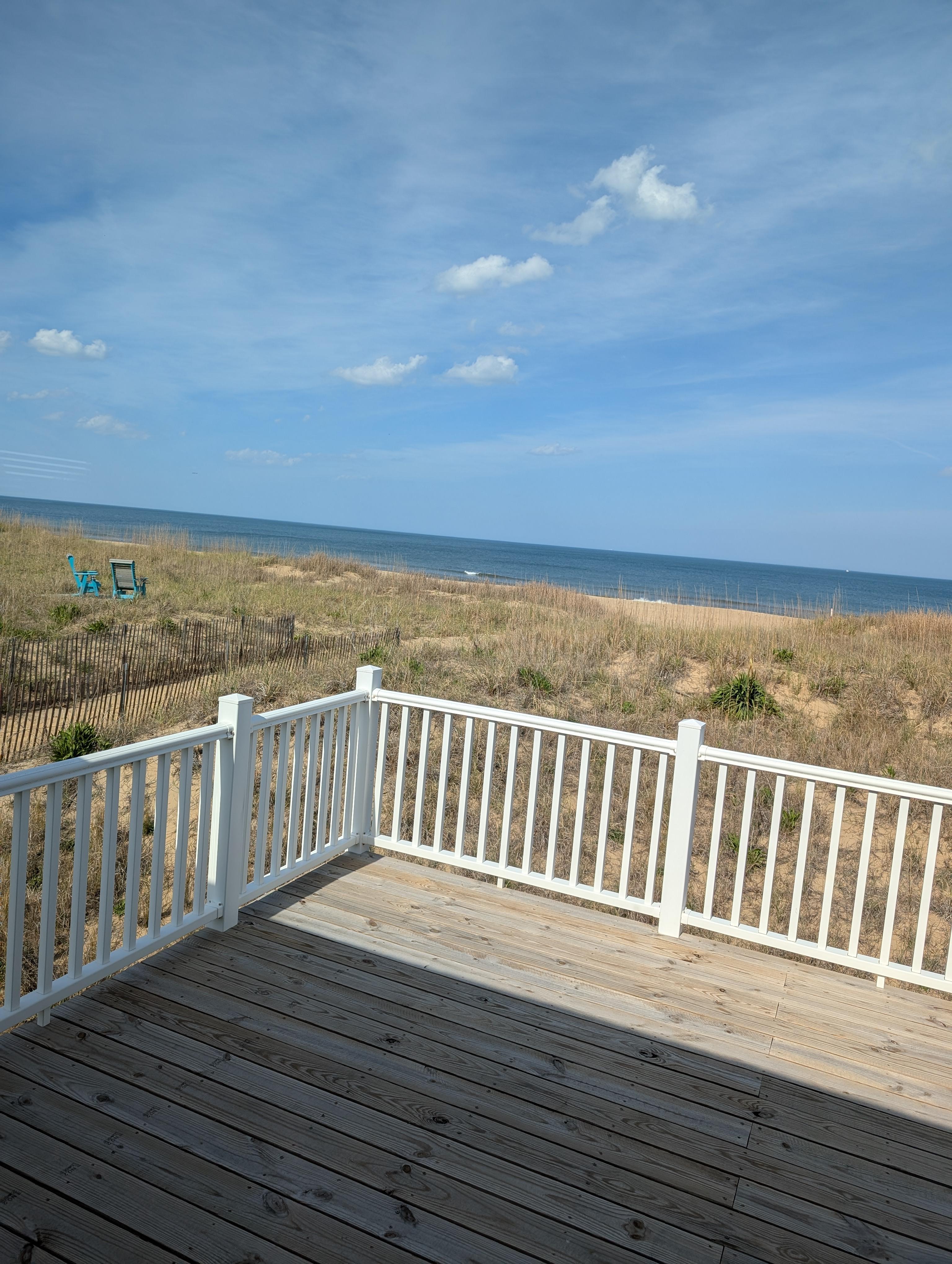 Deck by left side master bedroom over the access path.
