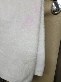 Towels hanging in the bathroom