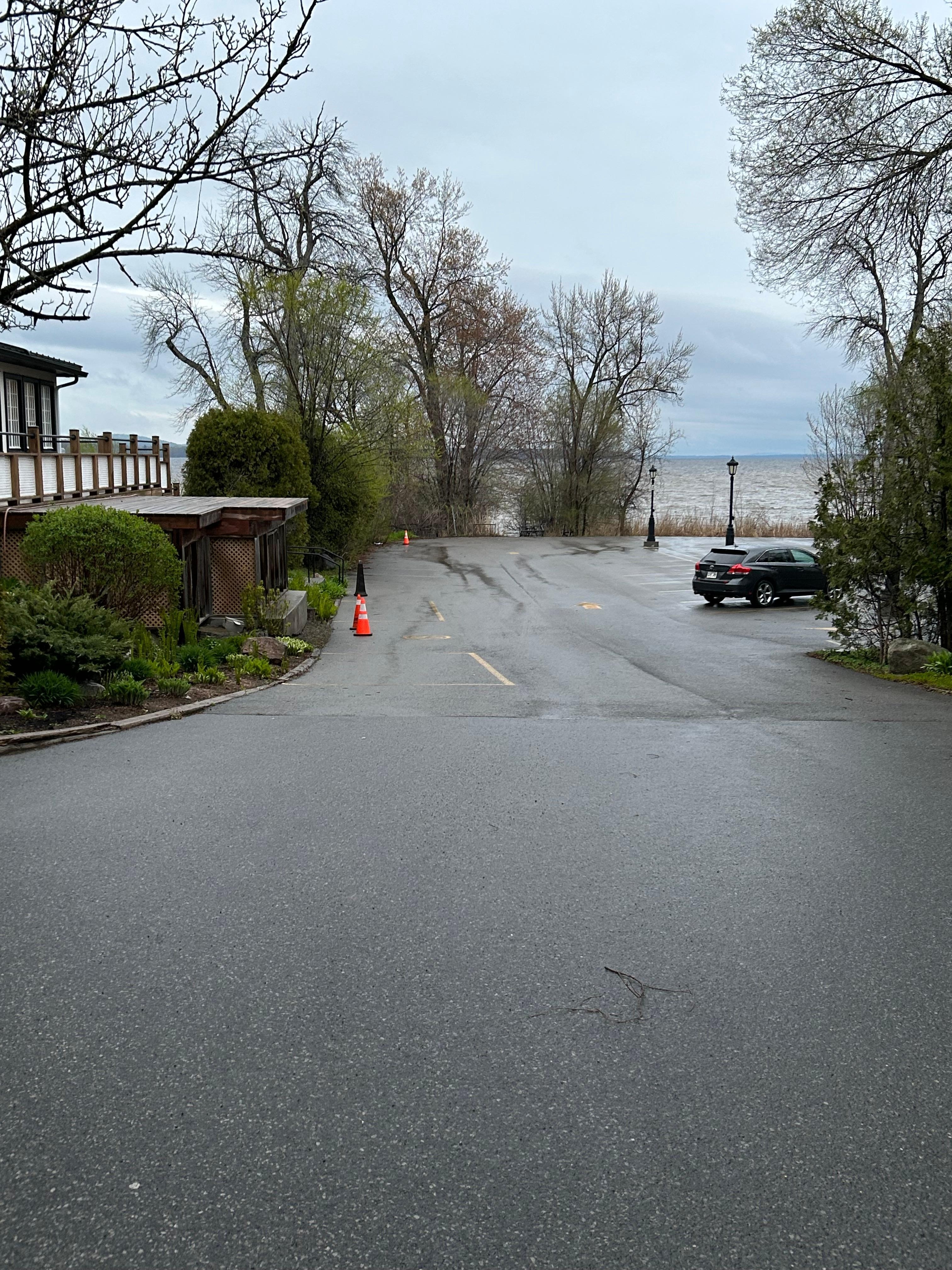 View of the riverfront parking 