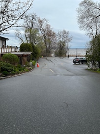 View of the riverfront parking