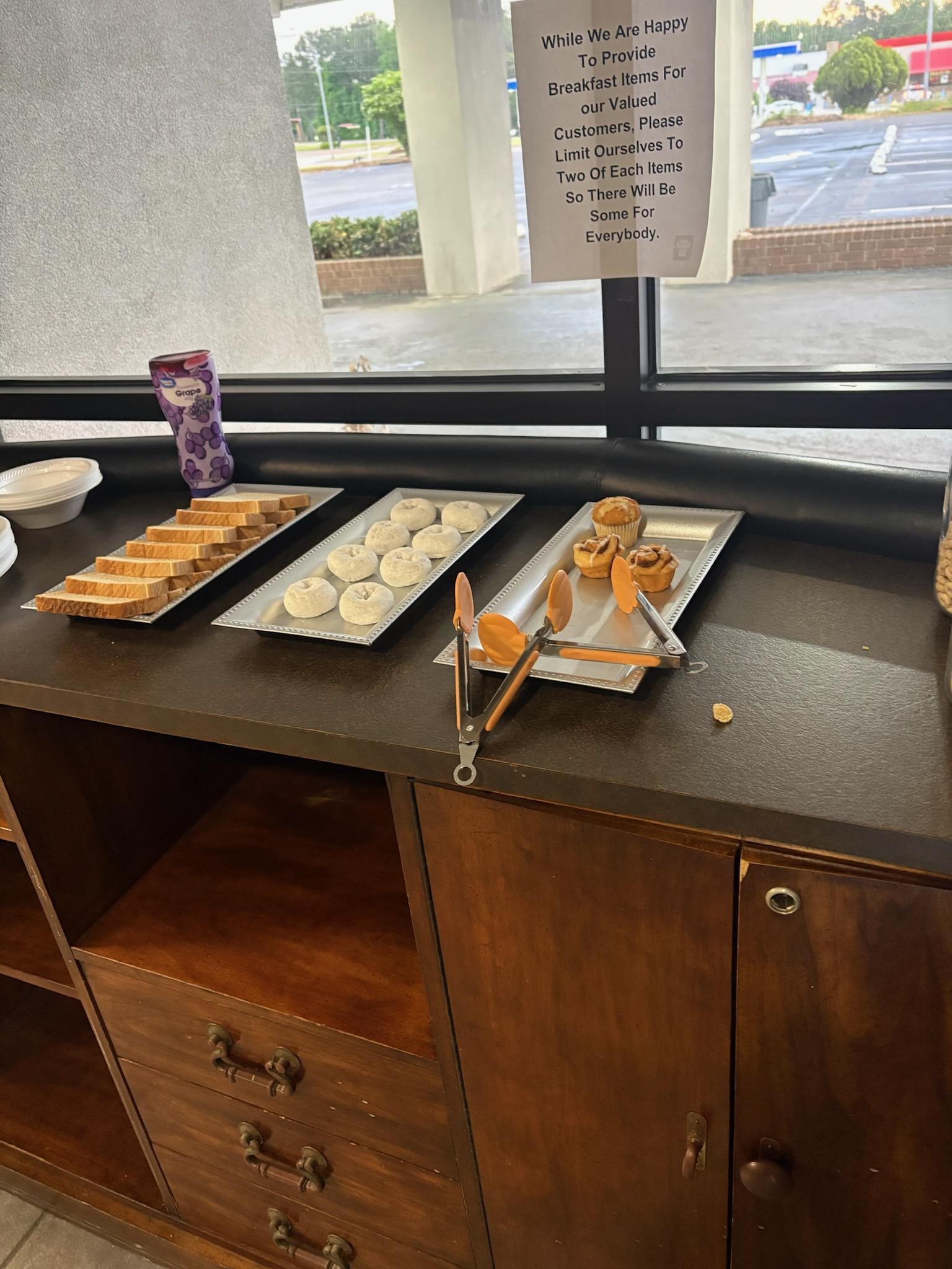 The complimentary breakfast. 