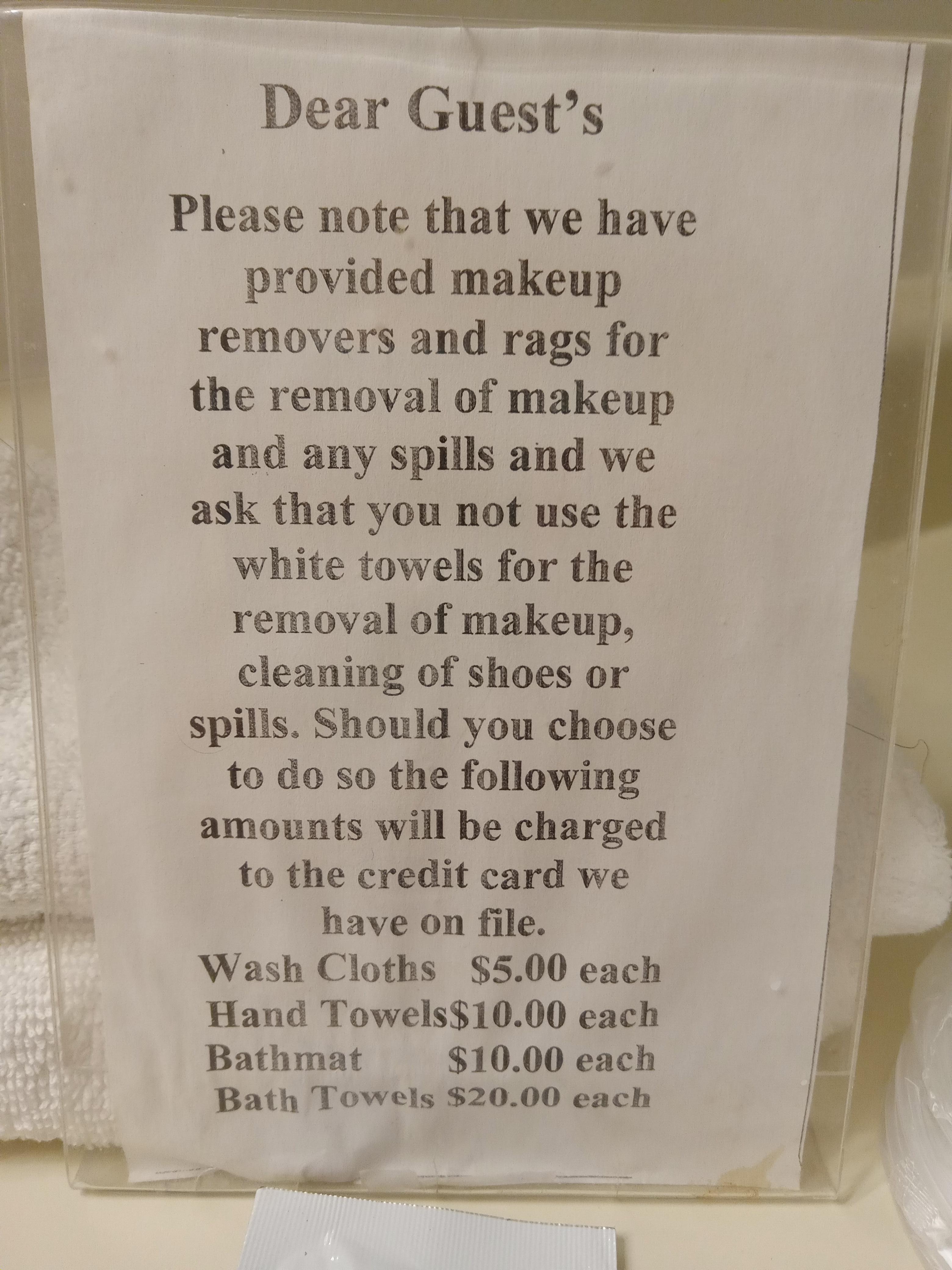 Be careful with the towels.