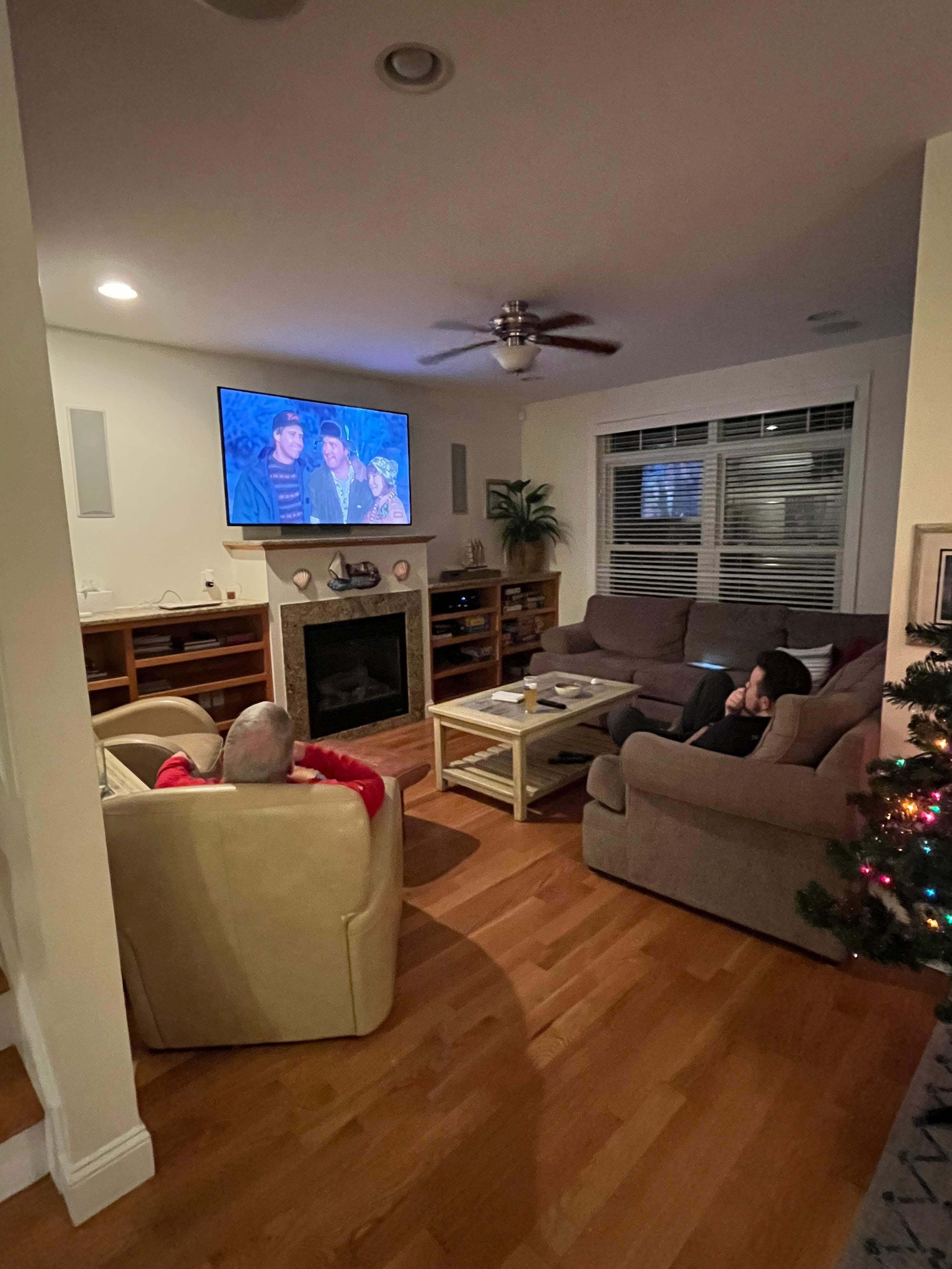 View from kitchen into family room