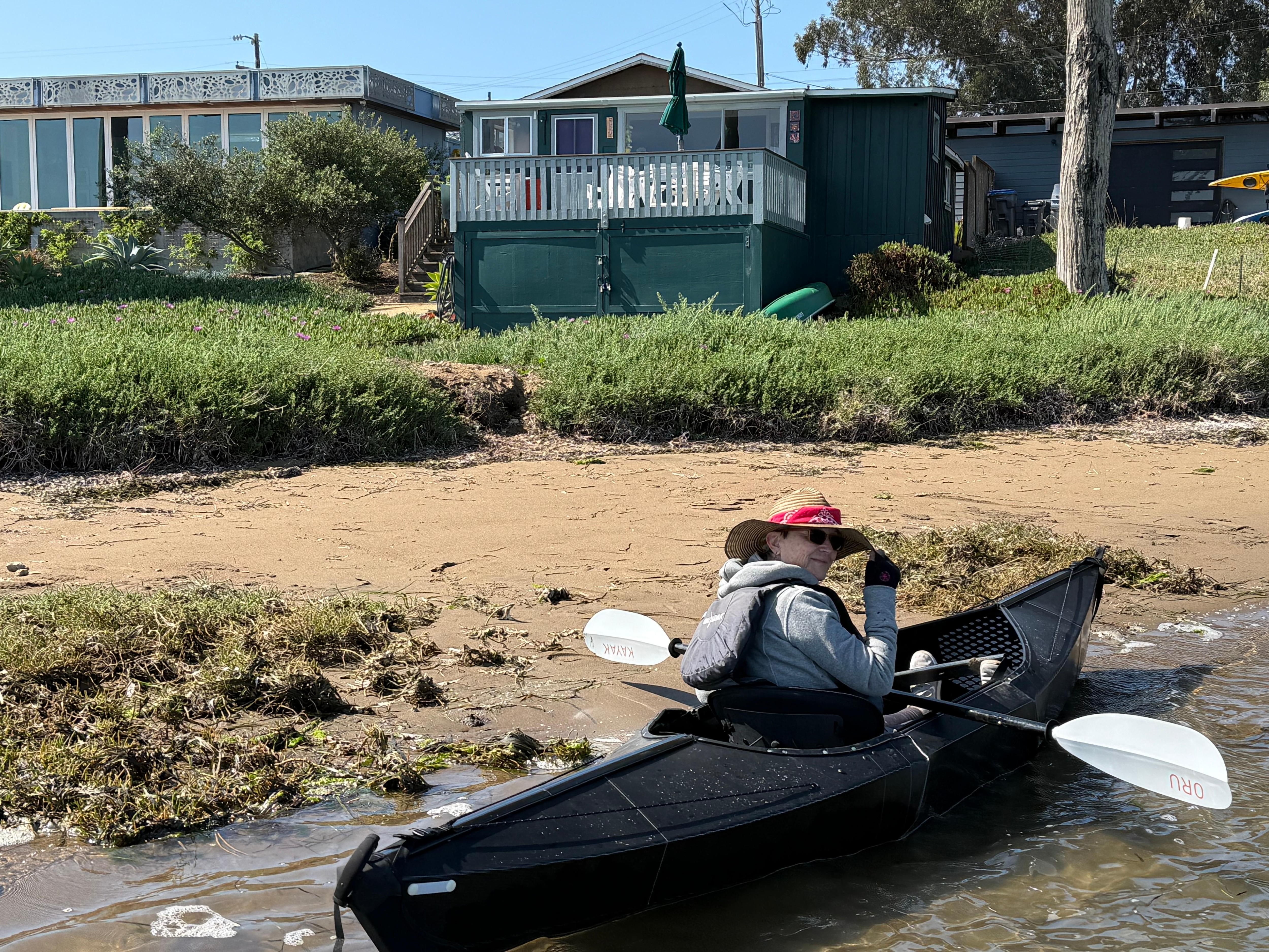Gloria returning from a paddle 
