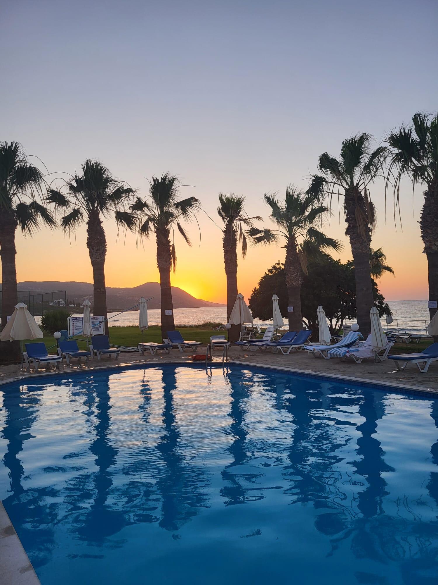 Pool sunset view