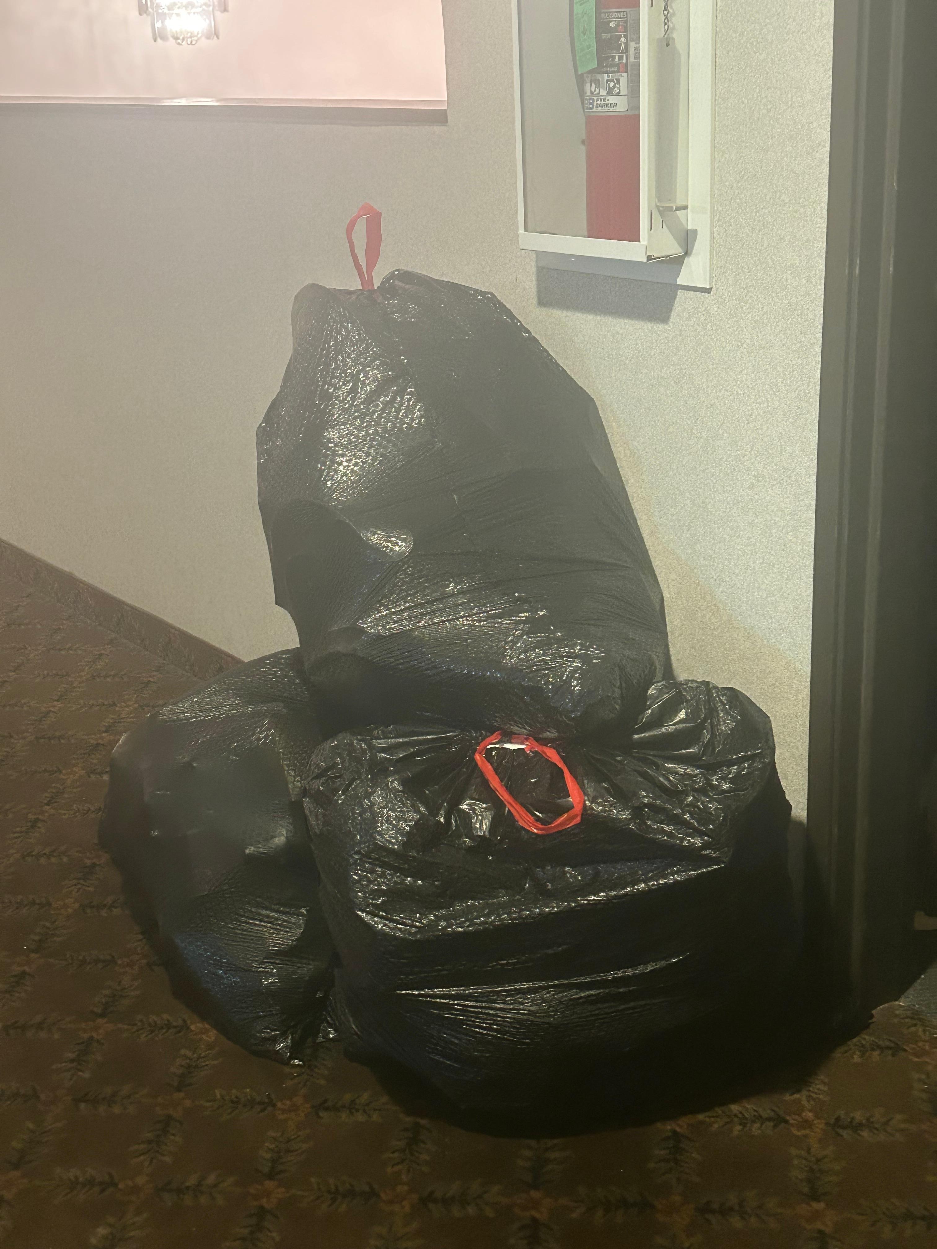 Bags of garbage in the hallways