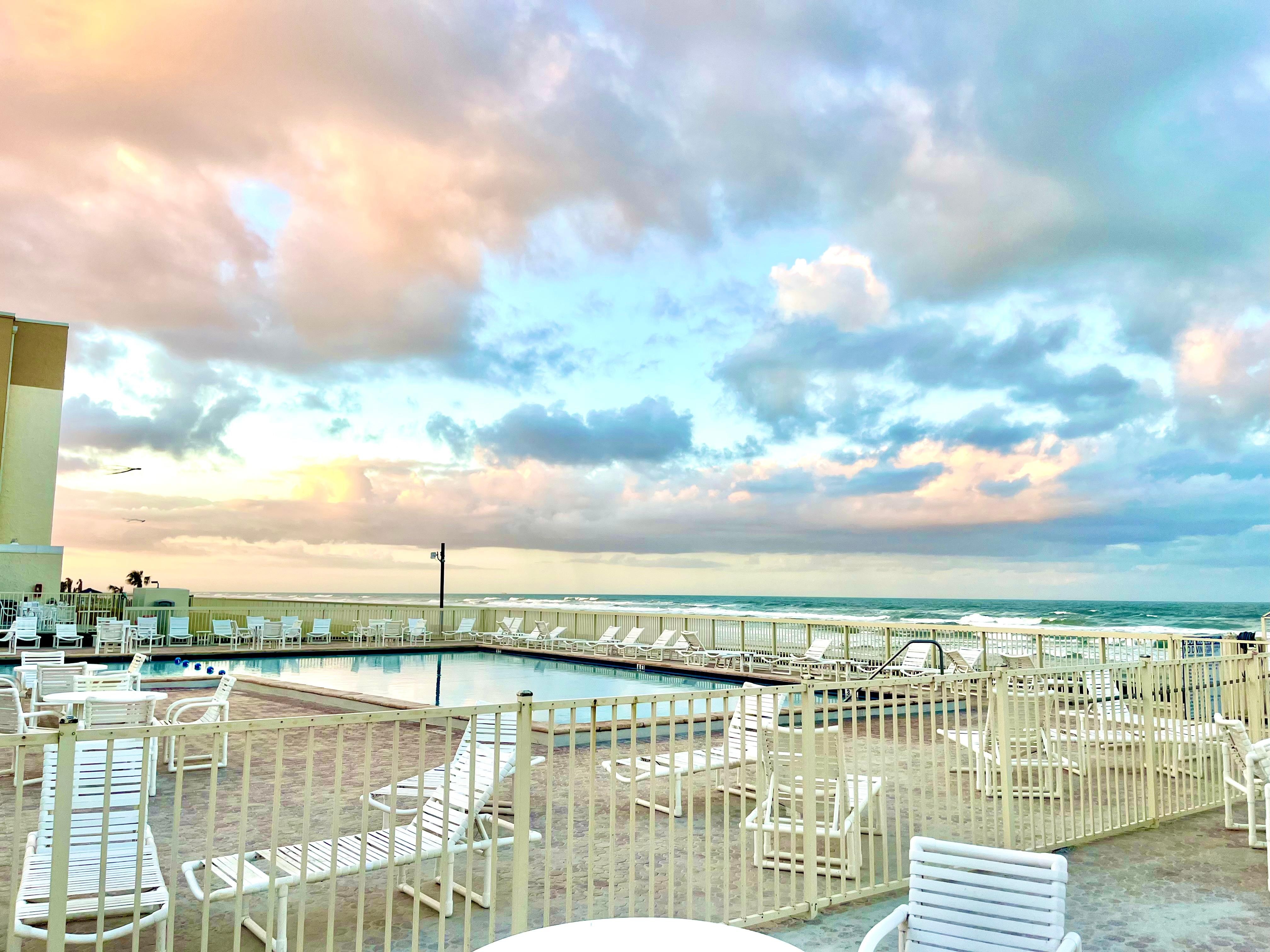 Pool is literally beachfront!