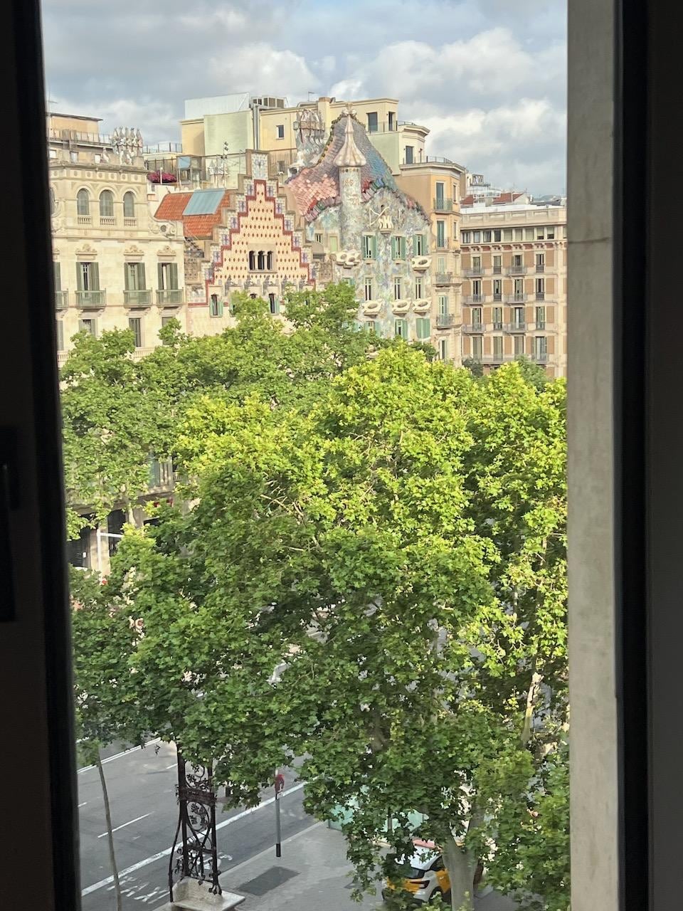 View across Passeig de Gracia from the apartment to Casa Batllo