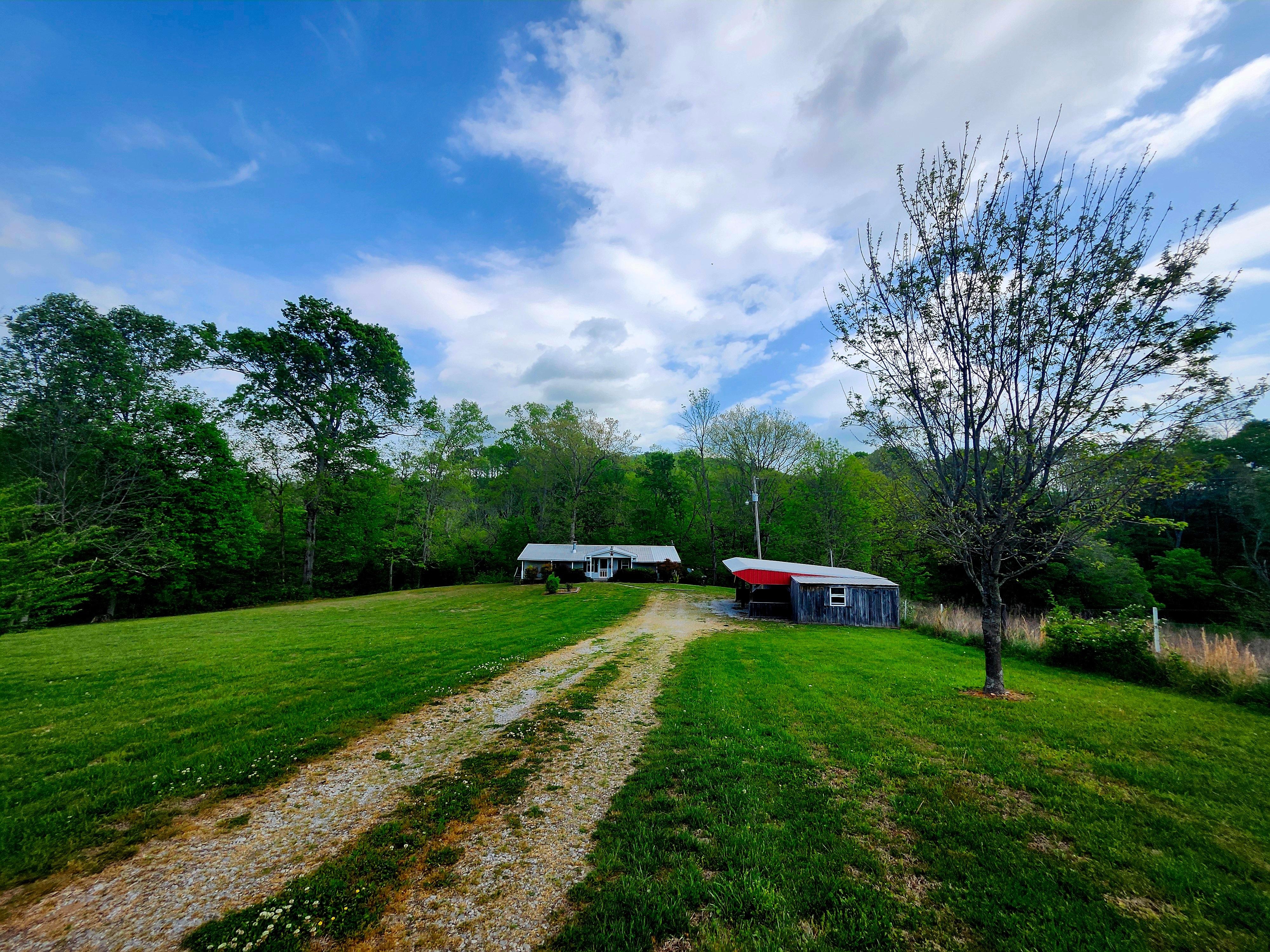 The driveway entering the property. 