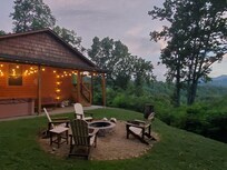 Firepit provides for great family/friend time against a beautiful mountain view.