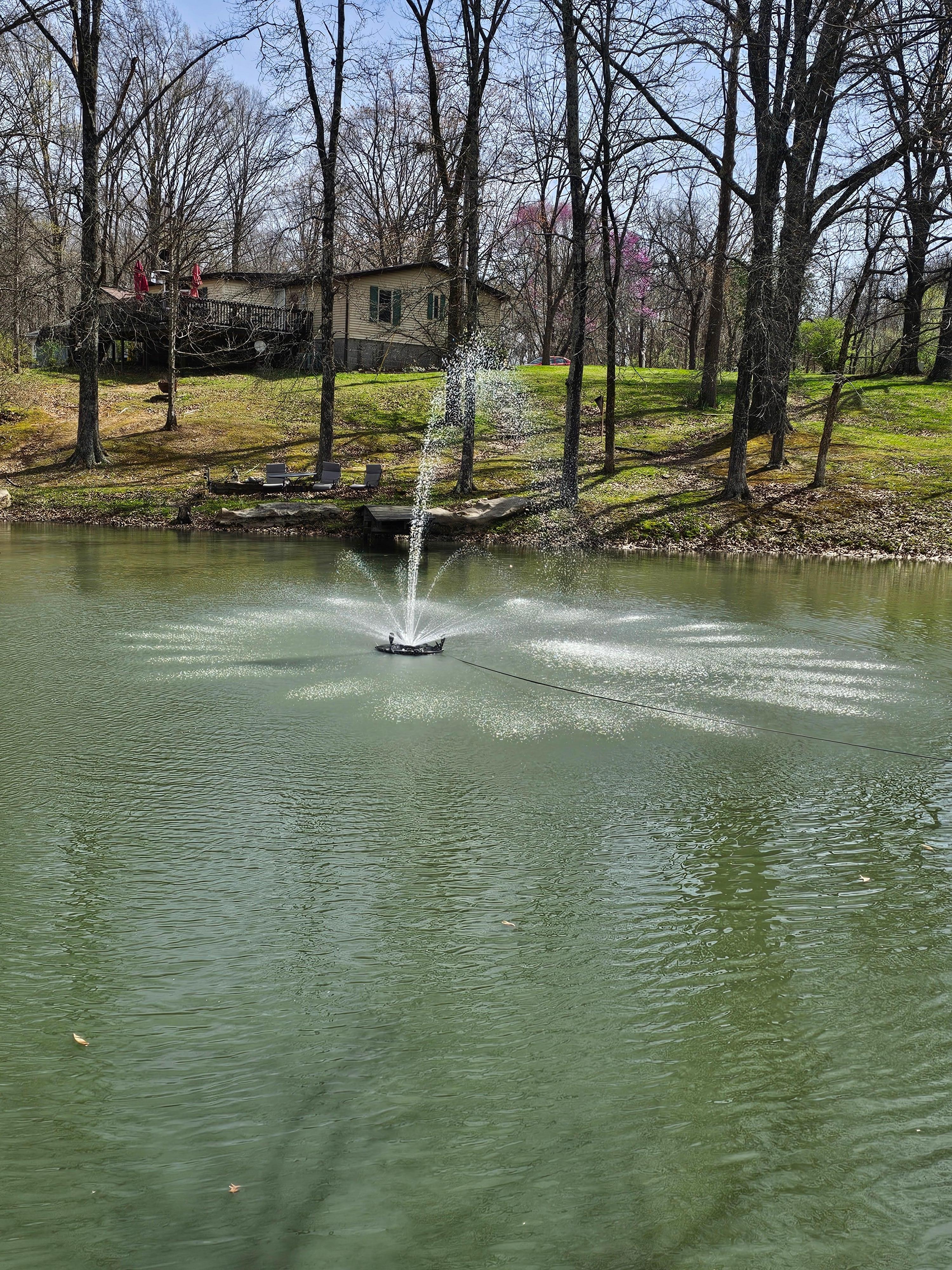 Pond with water fountain 