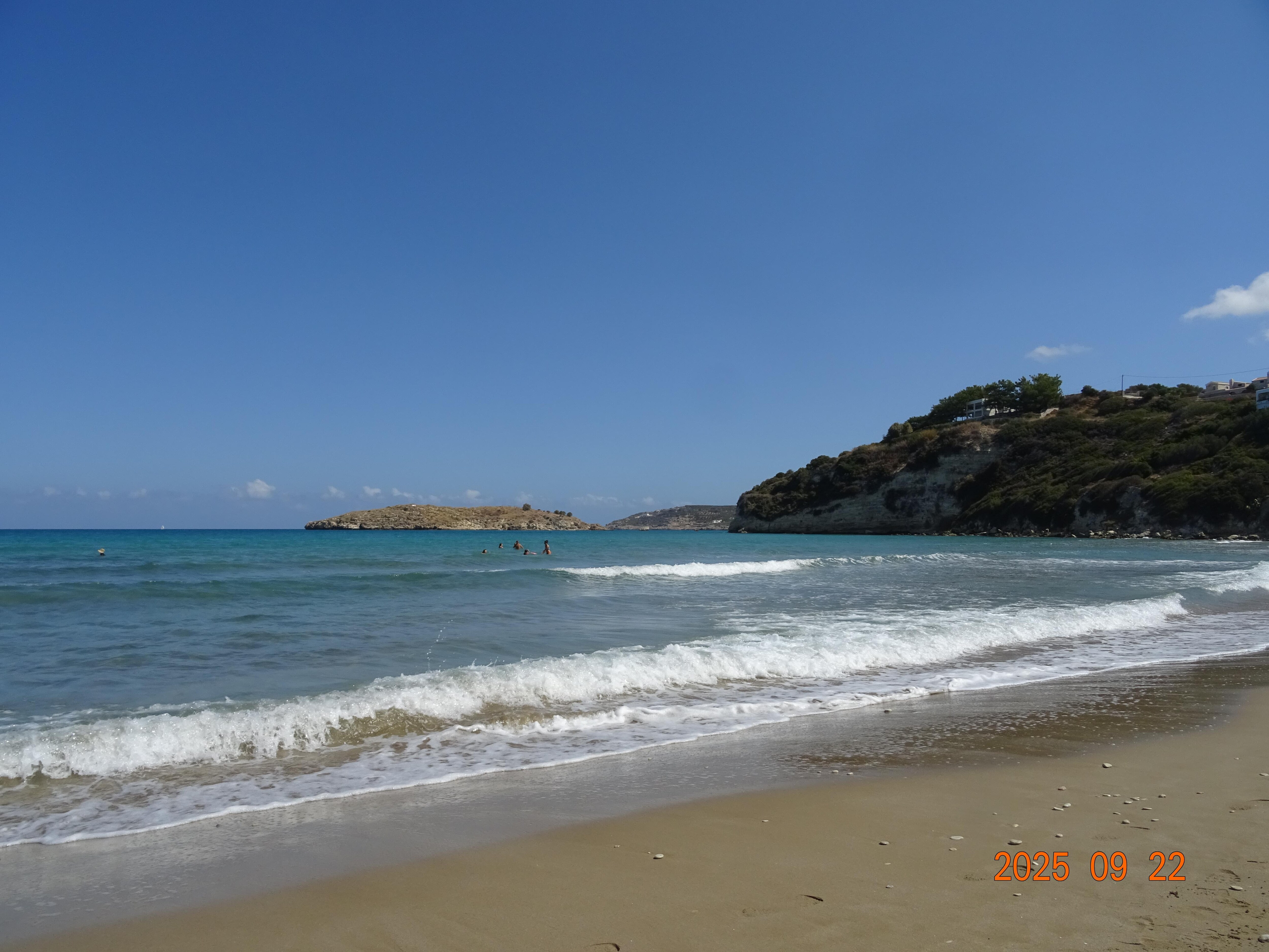 Kera beach between Kalyves and Almaryda shallow and less crowded.