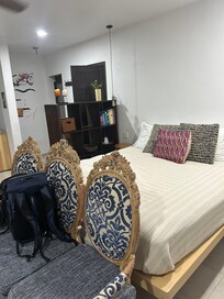 Comfortable large bed.