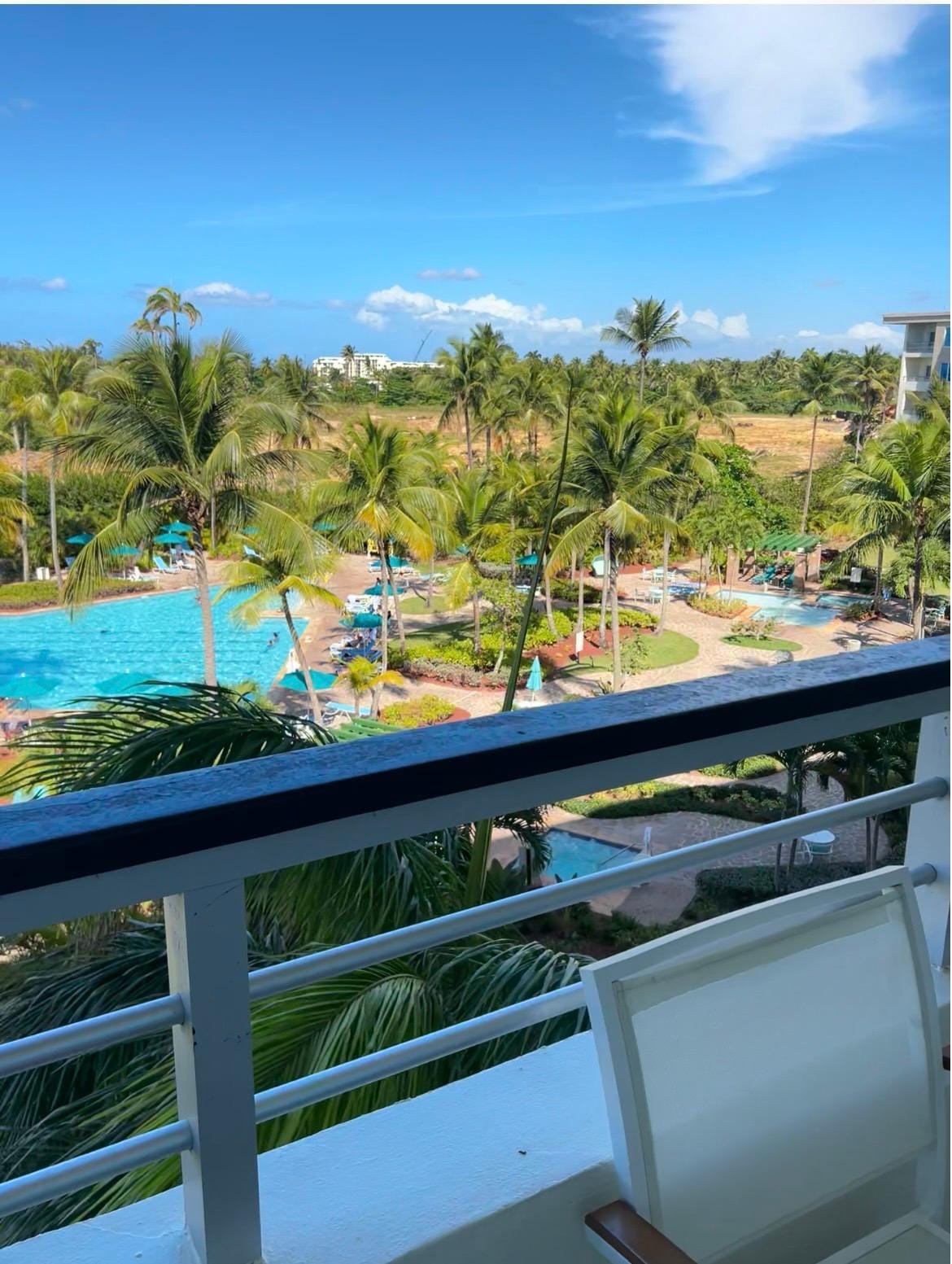Balcony view closer to hotel pool entrance 