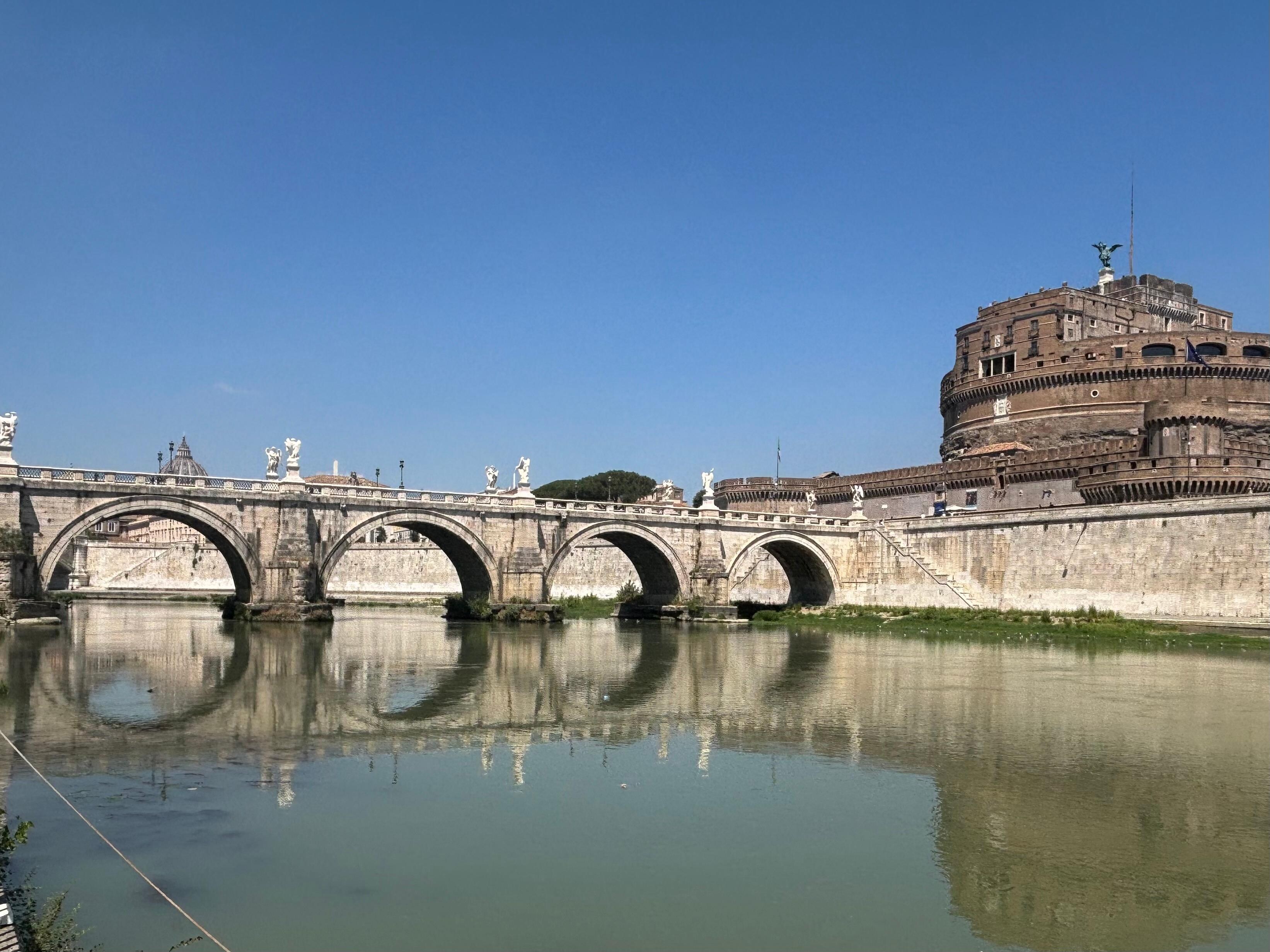 View of Castile Saint Angelo from the Tiber.
