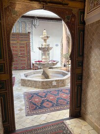 The hallway near the spa and dining area.