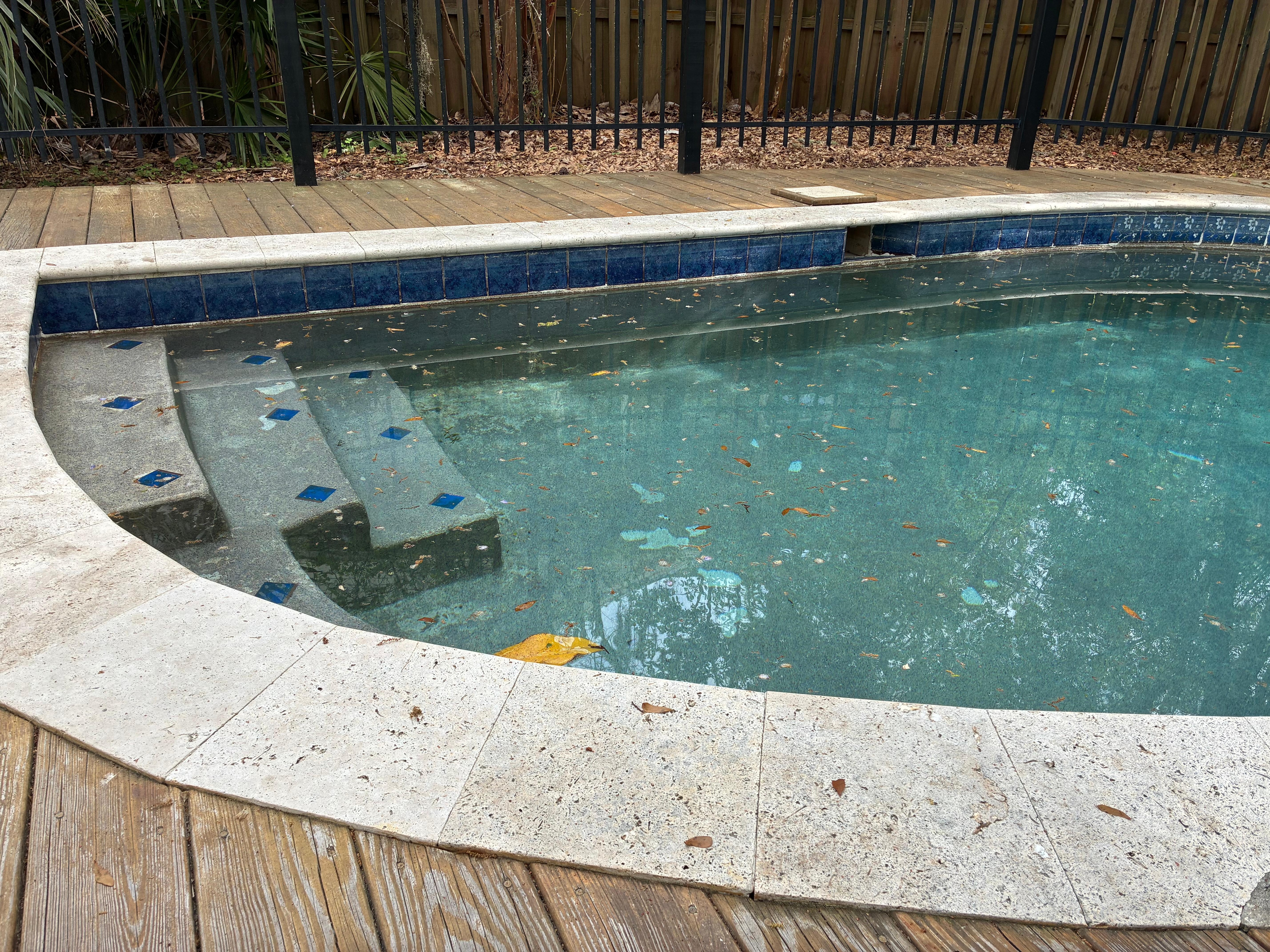Pool less than full; requested by owner it be left that way