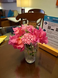 Pretty flowers left by our lovely housekeeper, Gloria.