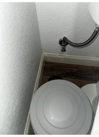 Downstairs bathroom yellow stains around toilet