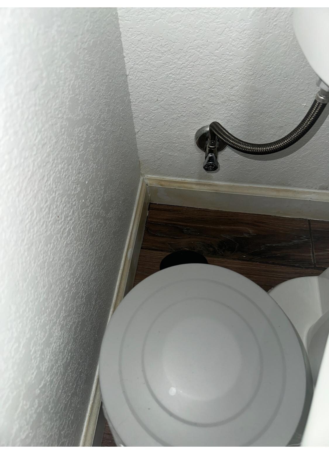 Downstairs bathroom yellow stains around toilet