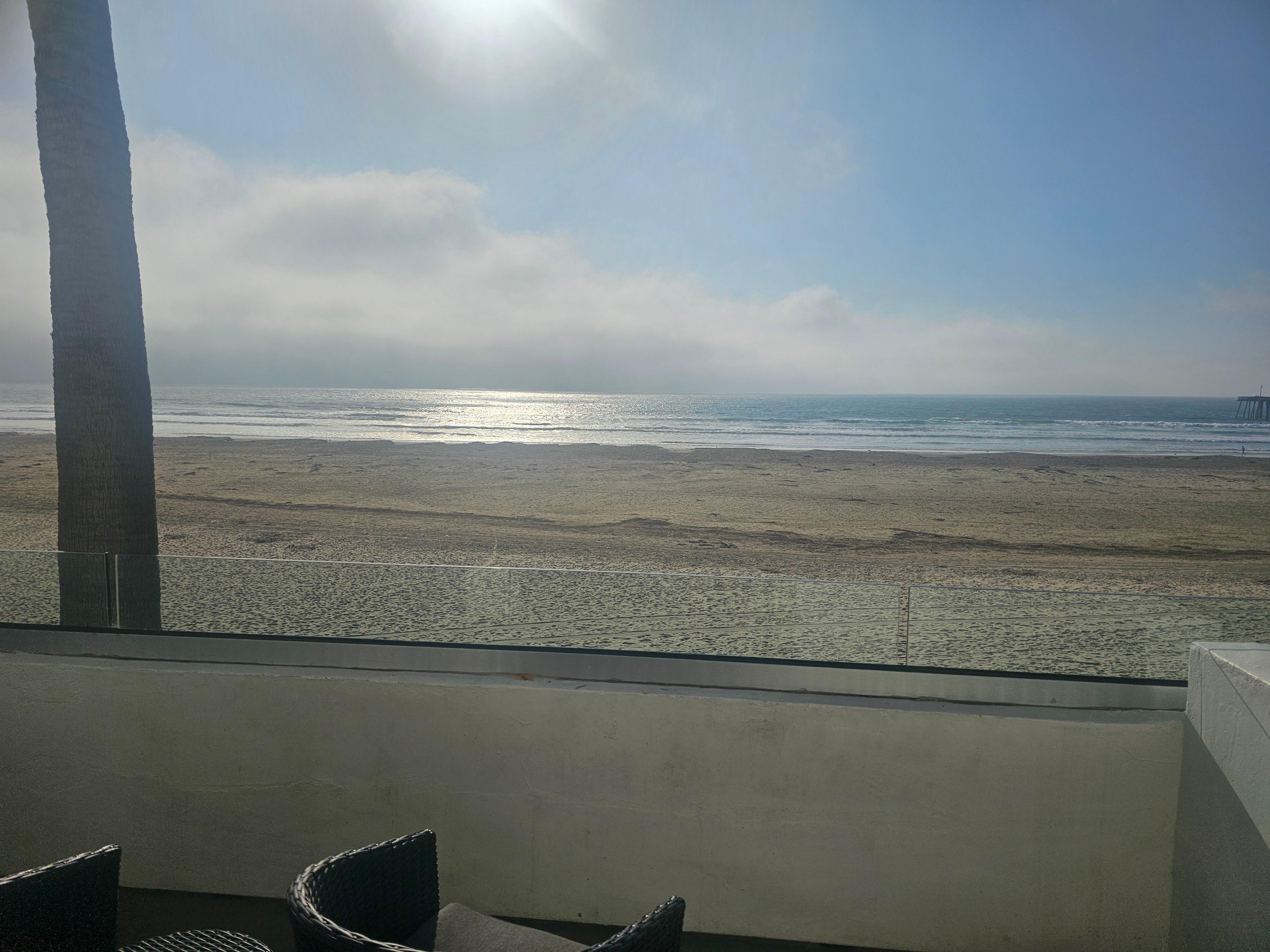 View of the beach and ocean from our room.