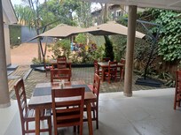 The outdoor bar and restaurant area.