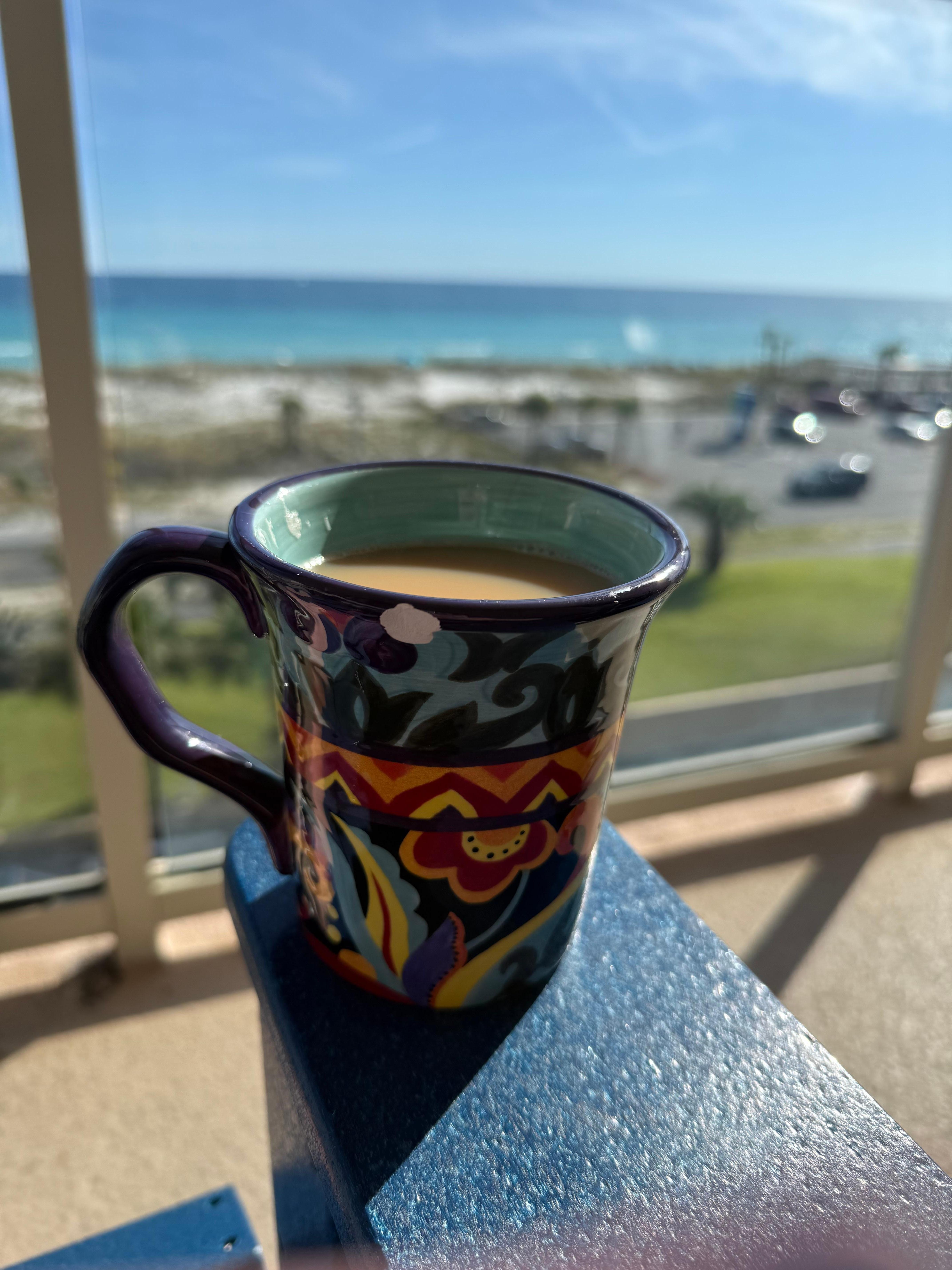 Cup of coffee on the balfony