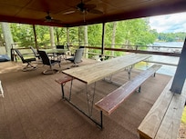 Large table on the deck. Love it!