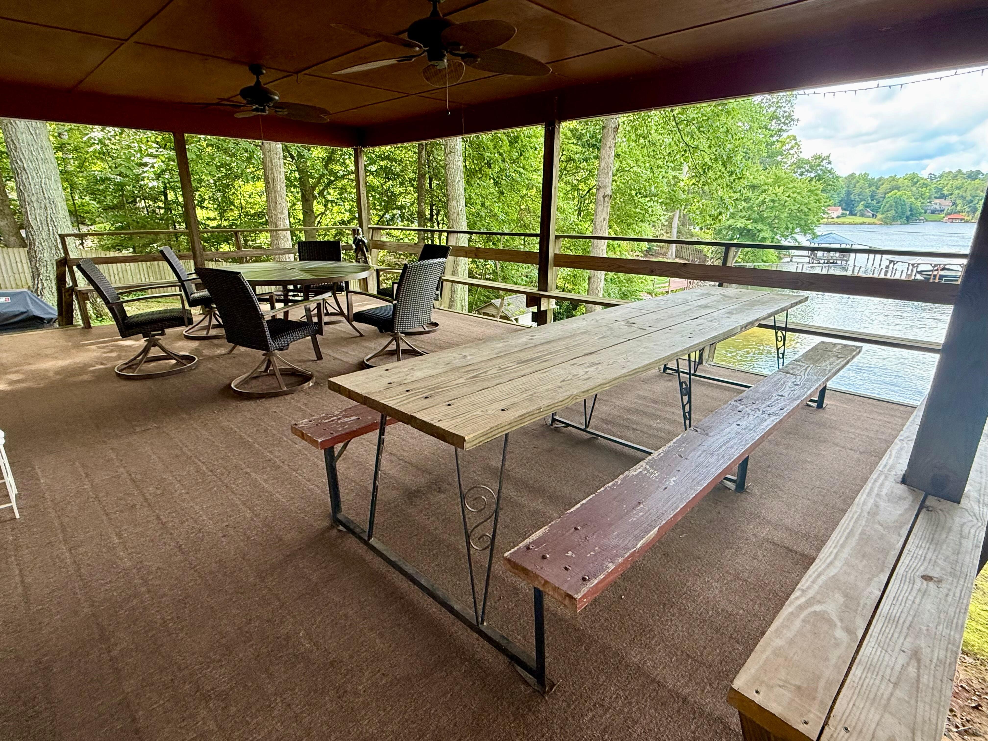 Large table on the deck. Love it!