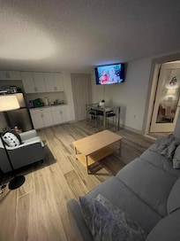 Living room and kitchen area