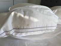 Was not appealing when I was getting into bed. A little bleach would have taken care of it.
Steps up from garage were filthy and we tracked in lots of bugs. Had to turn large rug around so we didn’t keep tripping over the bent corner. Large wasp