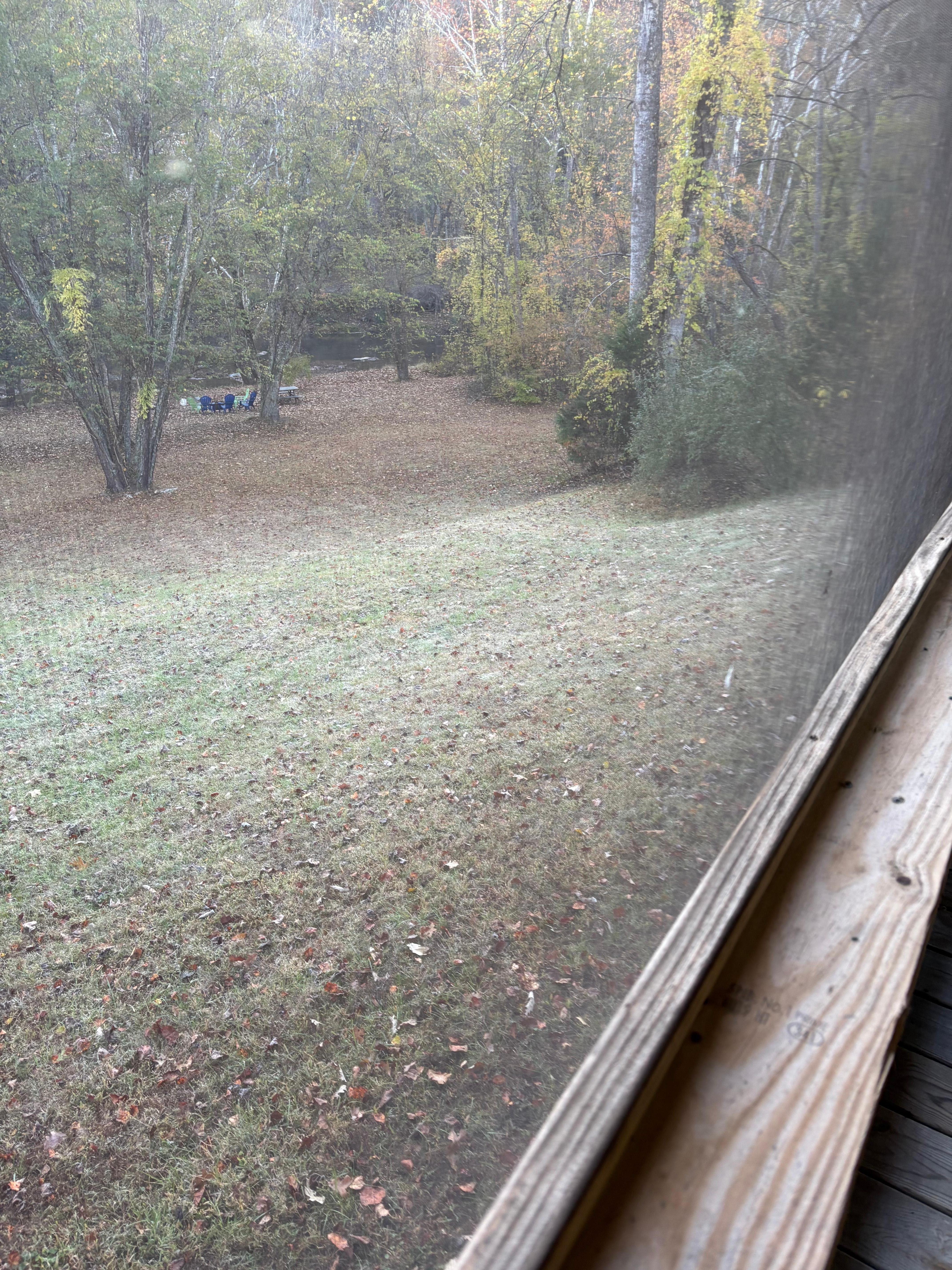 Steep embankment & long distance to water, fire pit chairs not usable due to black mold or mildew 