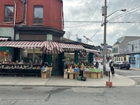Fruit market viewable from front door