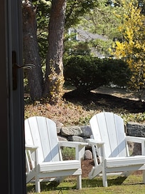 Looking out the front door of the cottage