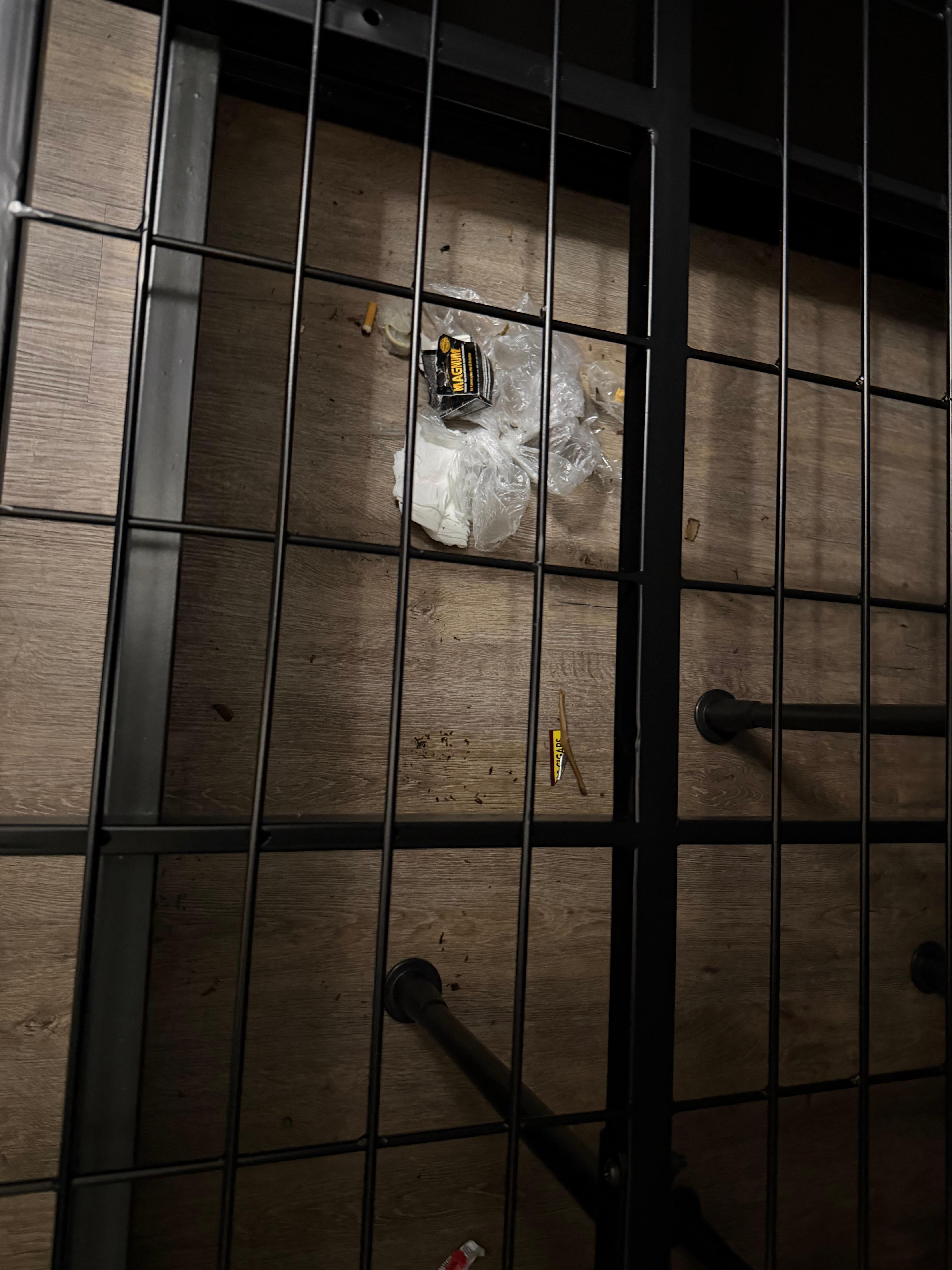 Under one of the beds