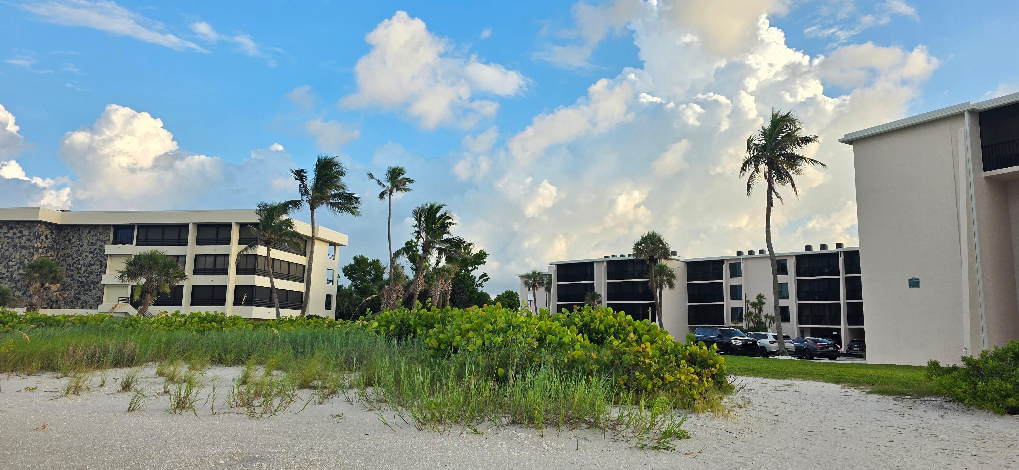 Looking from beach to condo