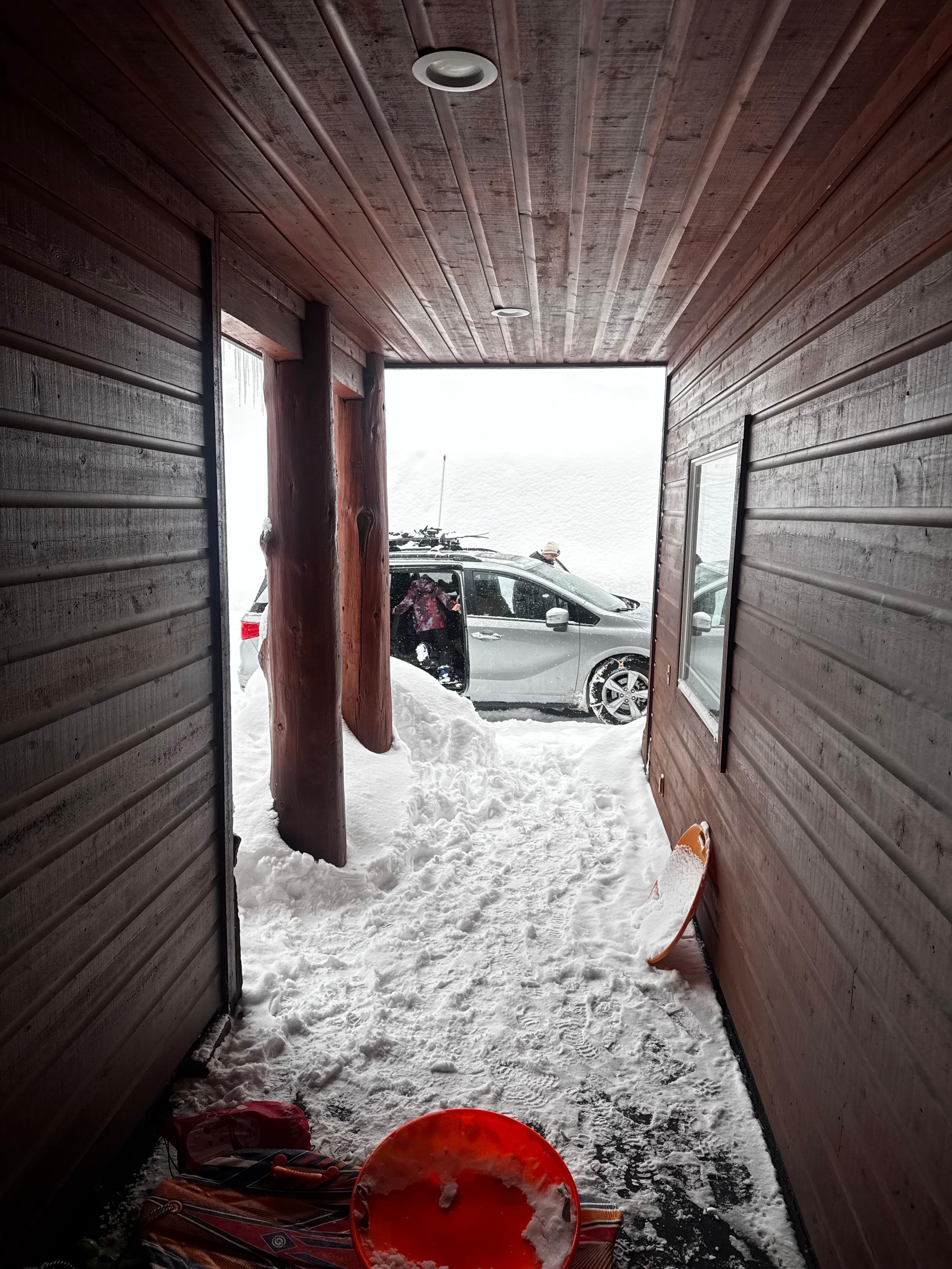 Sheltered front door walkup