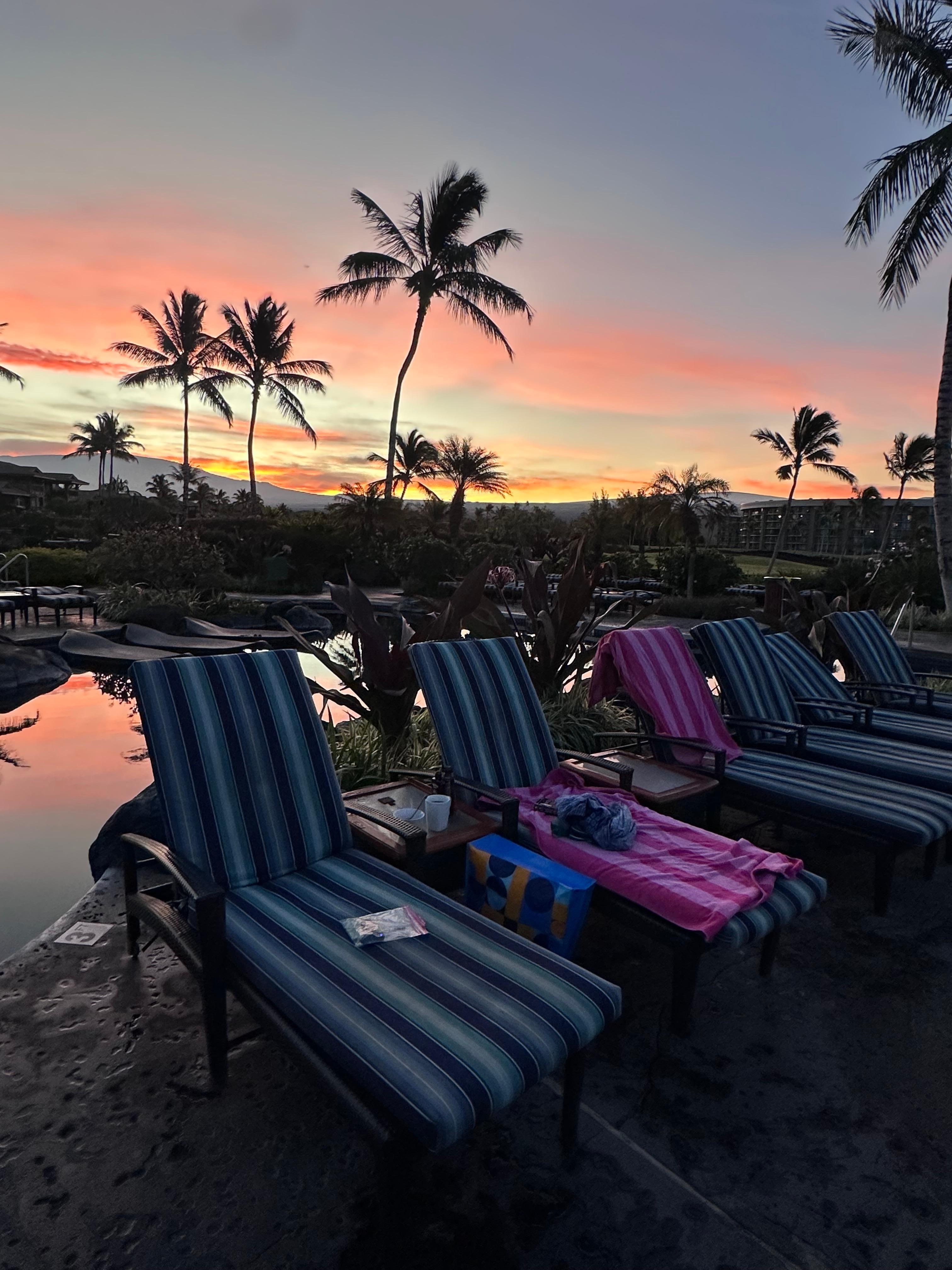 Sunrise by pool. Saw whales 