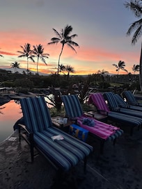 Sunrise by pool. Saw whales