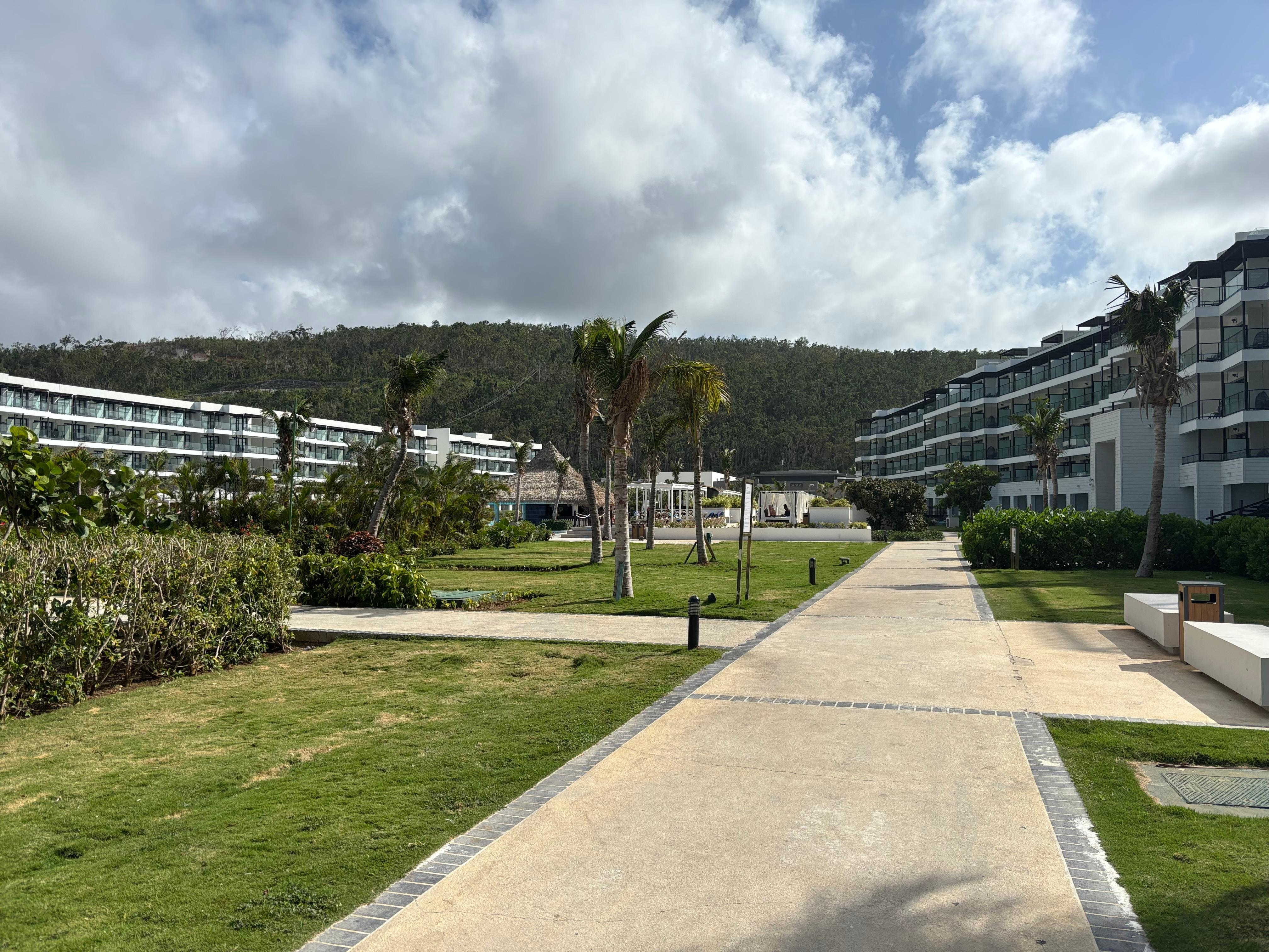 Walkway toward mountains