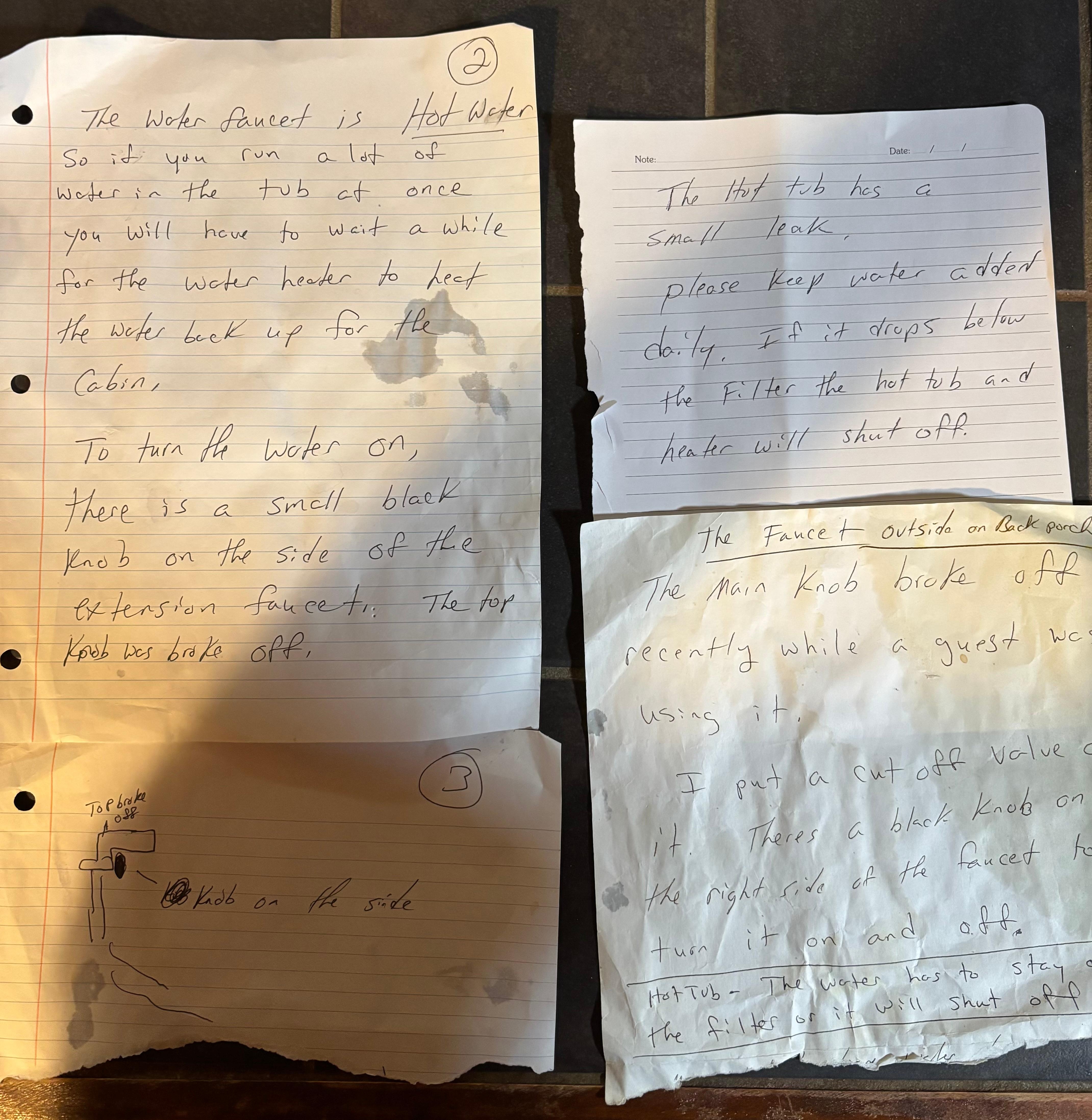 Notes with task to complete the owner left me on the counter