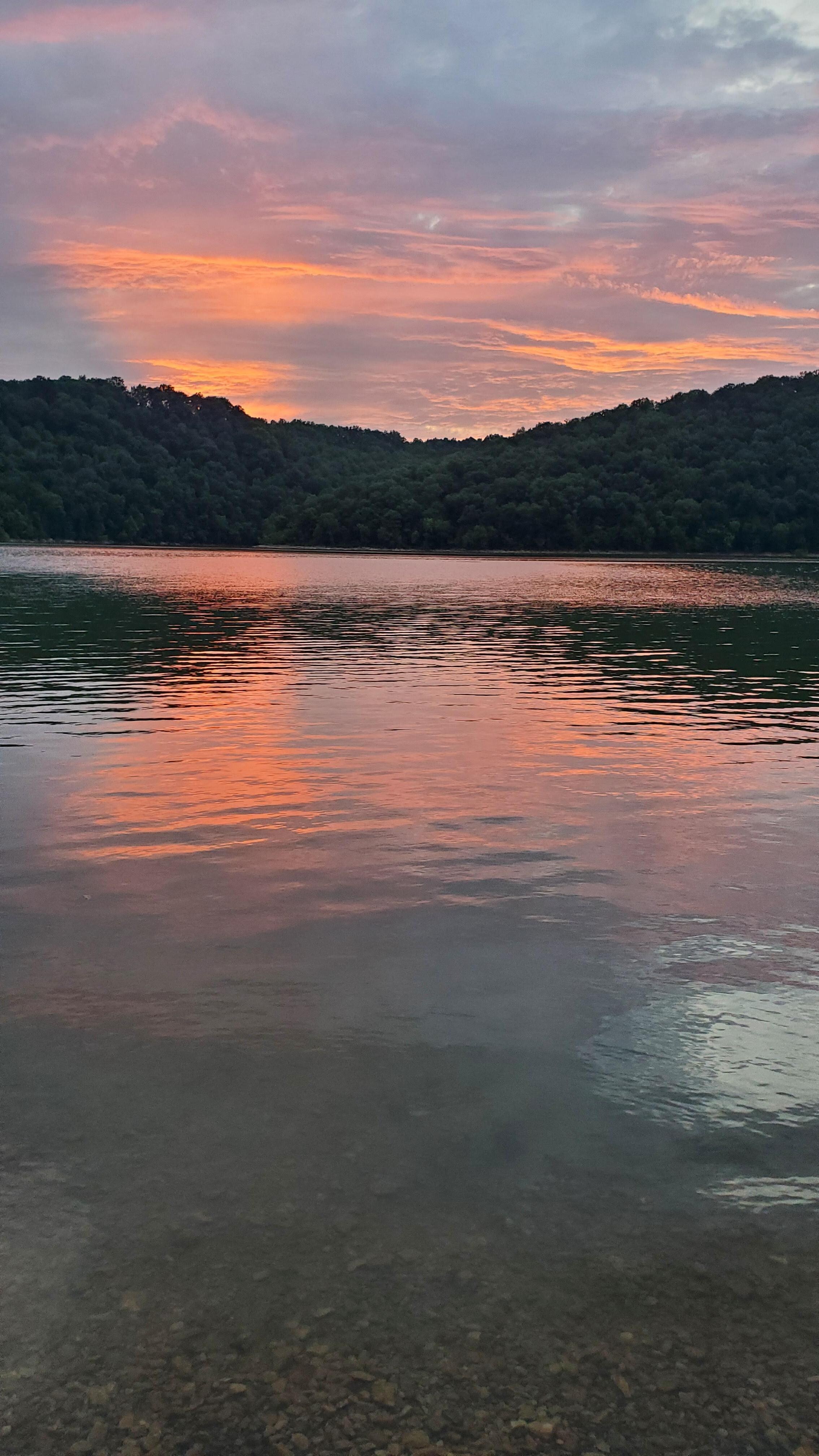 Beautiful sunset from the entrance of the lake 