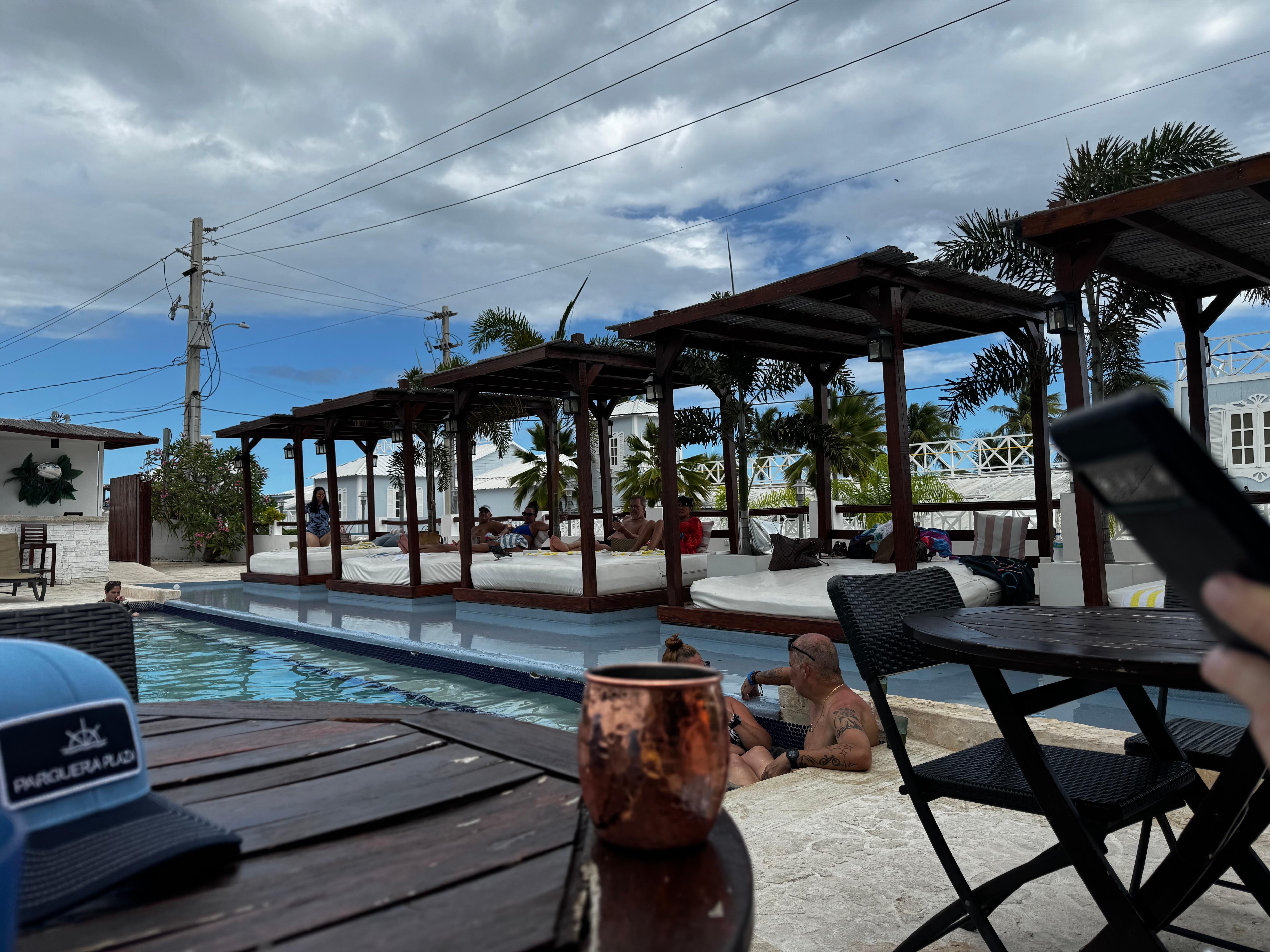 Cabanas sitting out 
Side the restaurant 