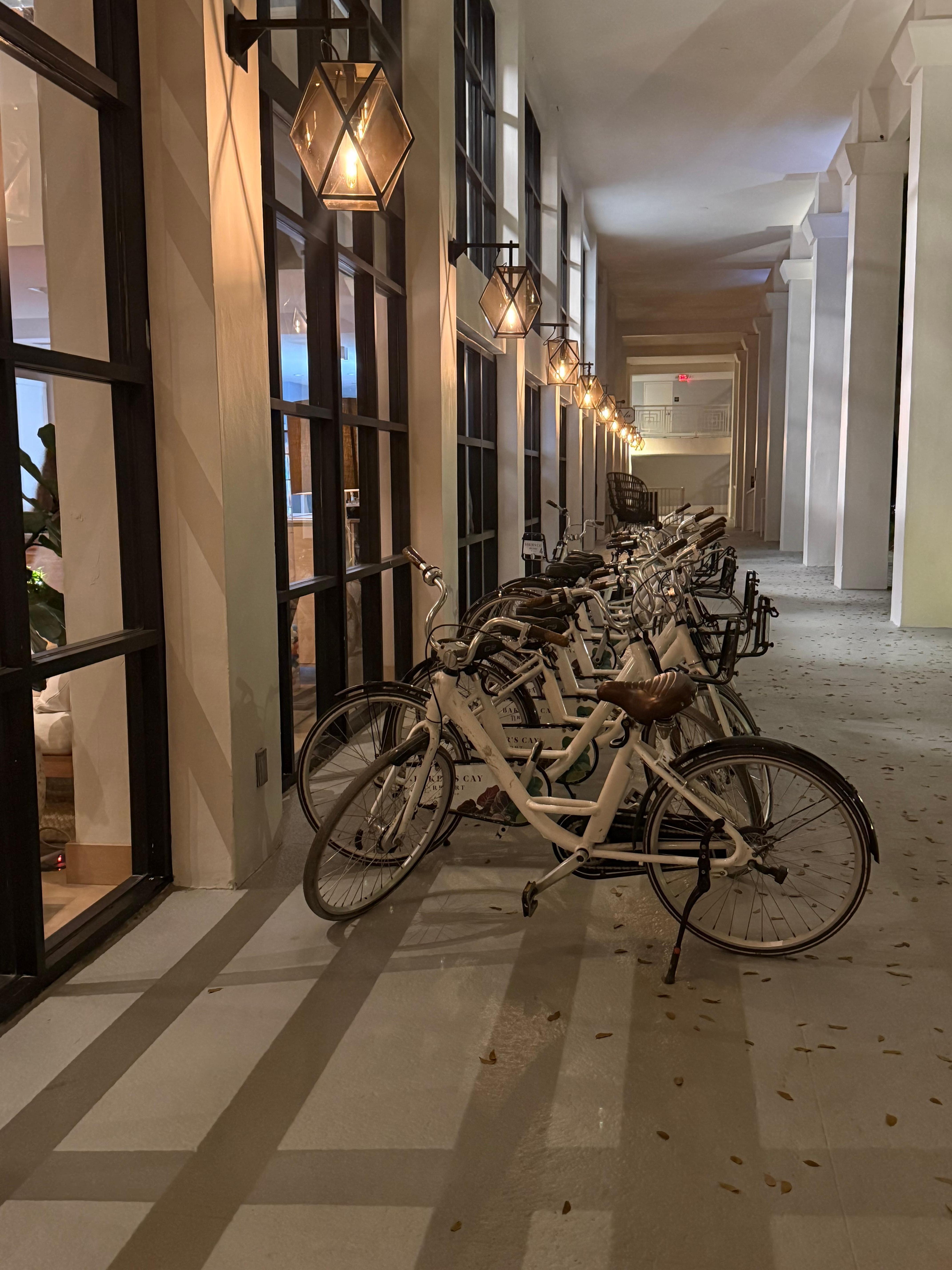 Outside and bikes to borrow 