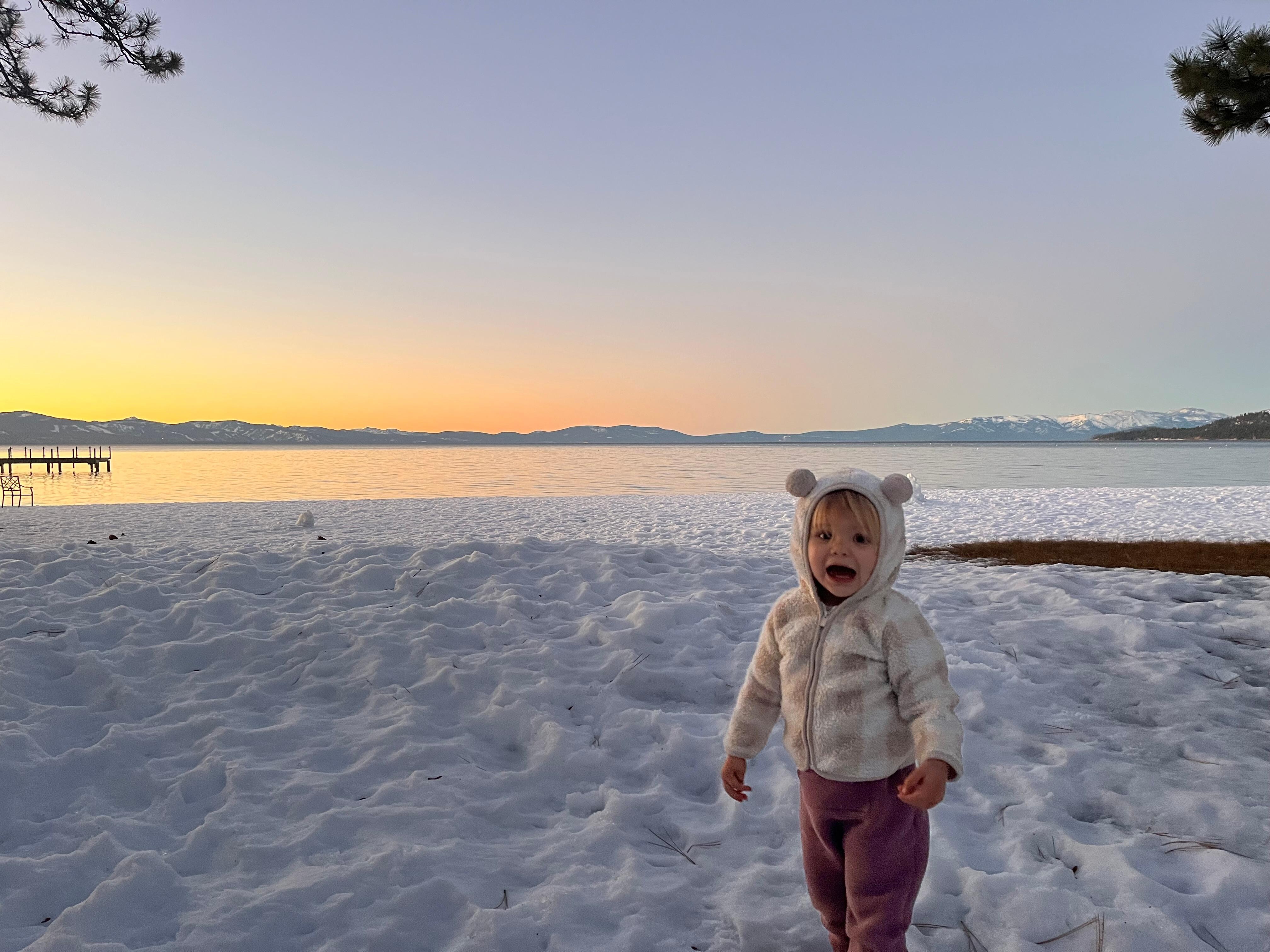 Enjoying the lake sunset